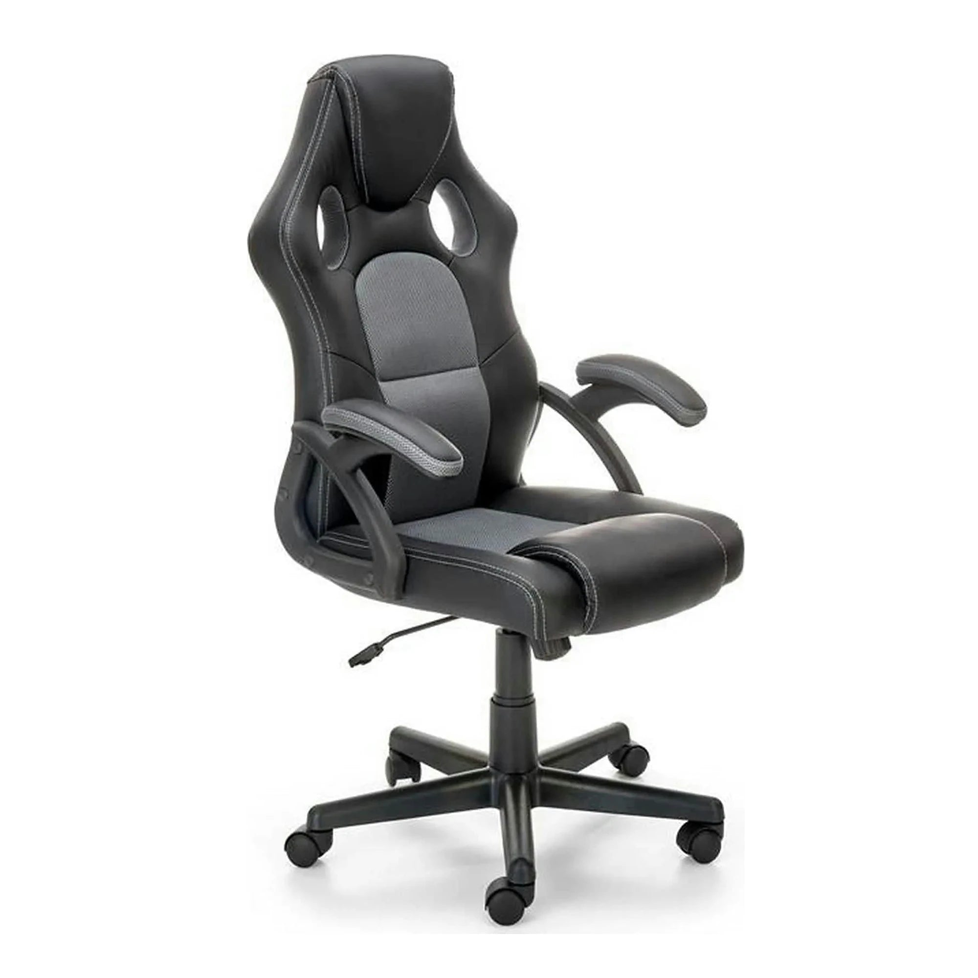 Scaun birou BERKEL, negru/gri, piele ecologica, 62x63x108-117 cm