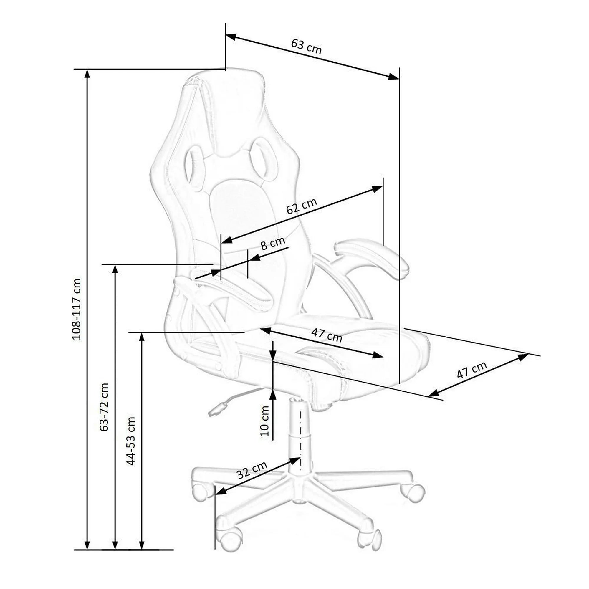 Scaun birou BERKEL, negru/gri, piele ecologica, 62x63x108-117 cm