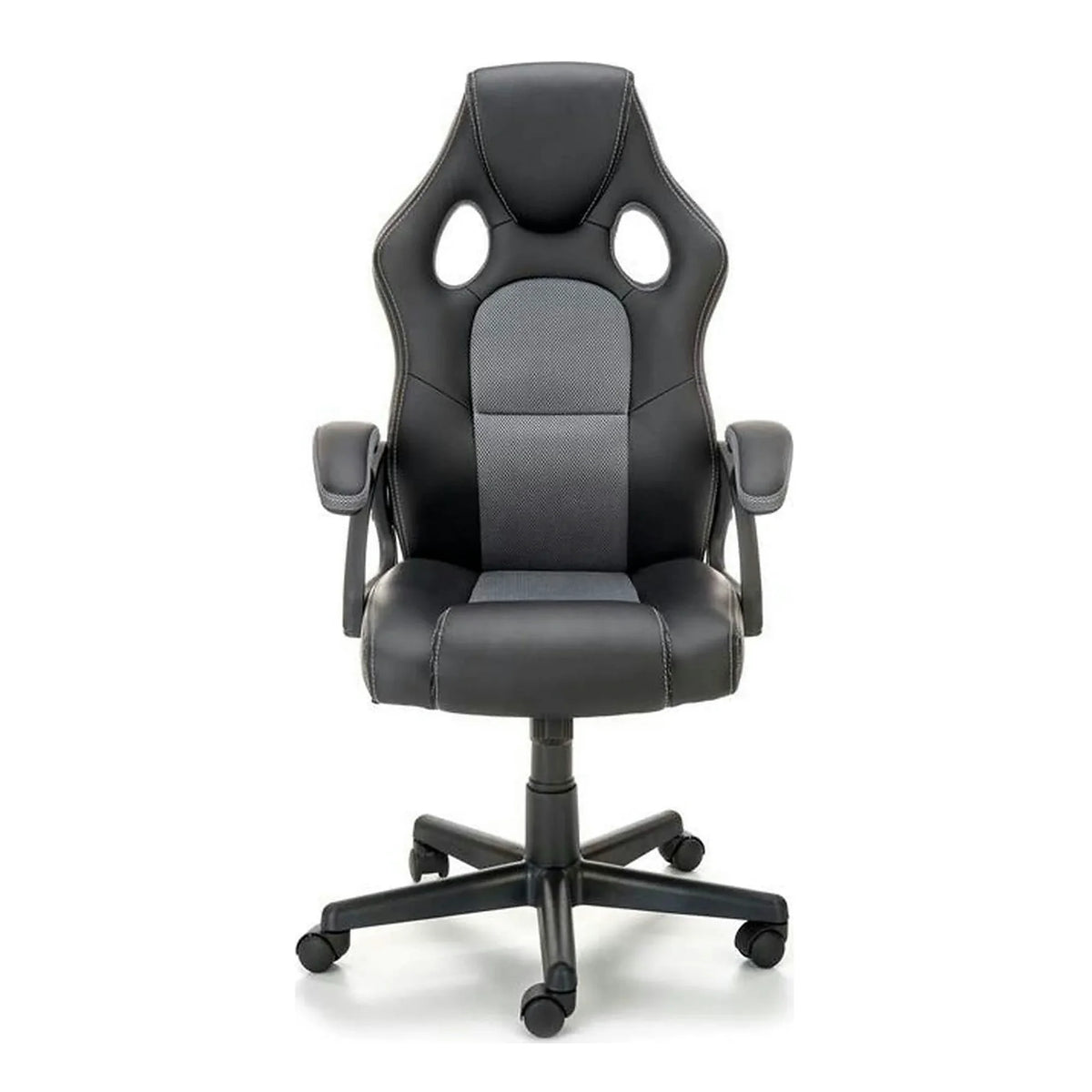 Scaun birou BERKEL, negru/gri, piele ecologica, 62x63x108-117 cm