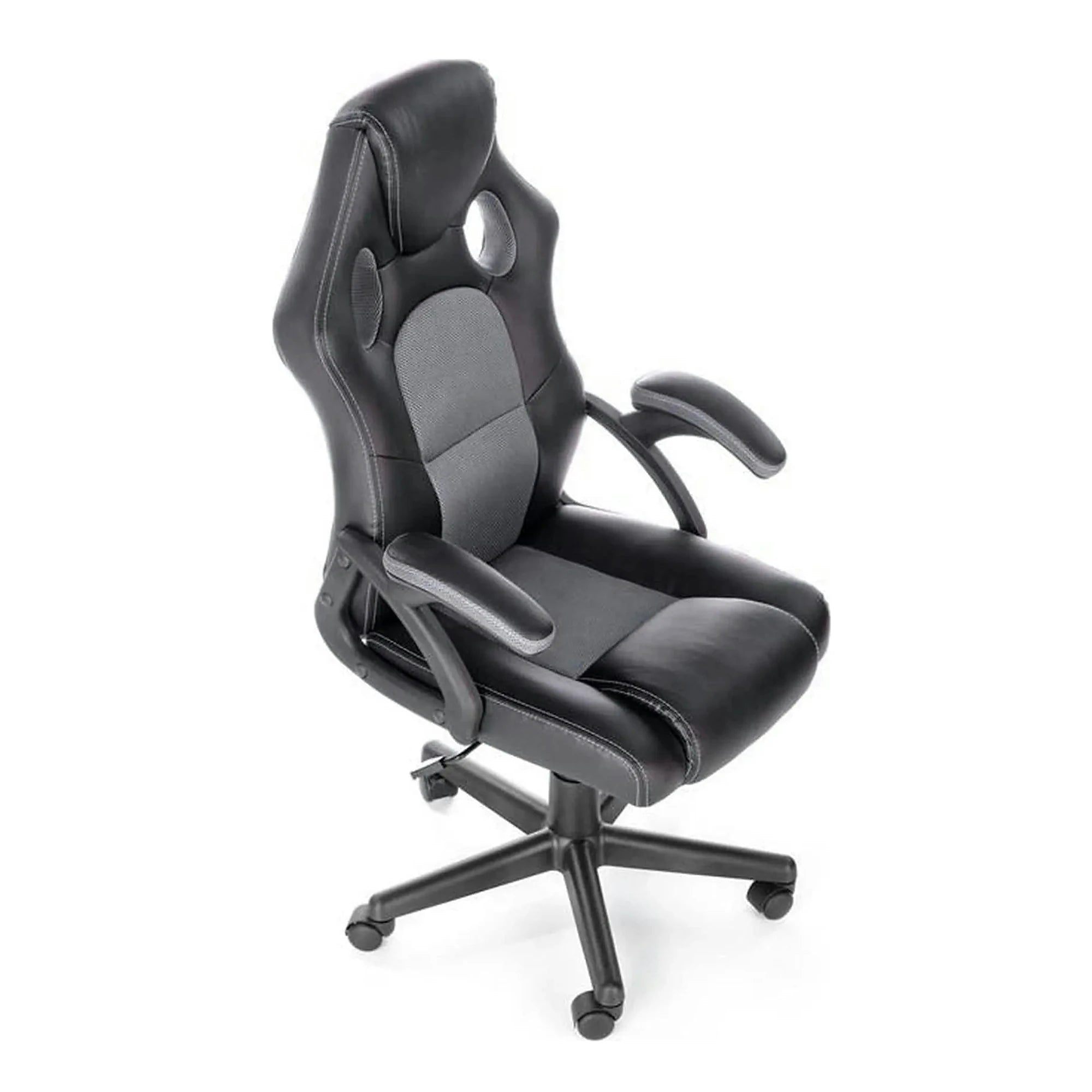 Scaun birou BERKEL, negru/gri, piele ecologica, 62x63x108-117 cm