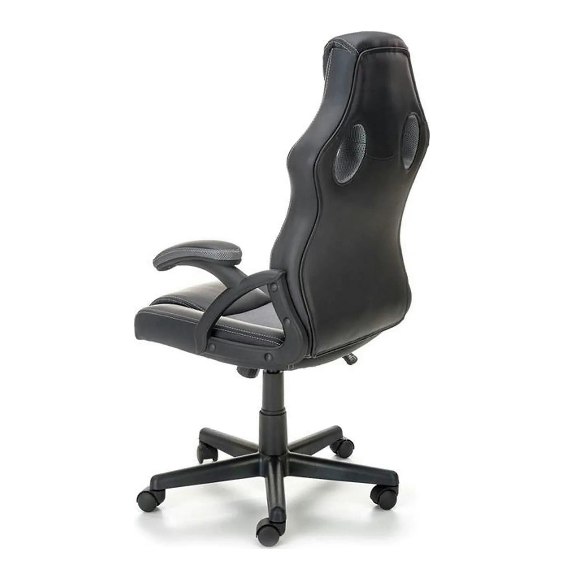 Scaun birou BERKEL, negru/gri, piele ecologica, 62x63x108-117 cm