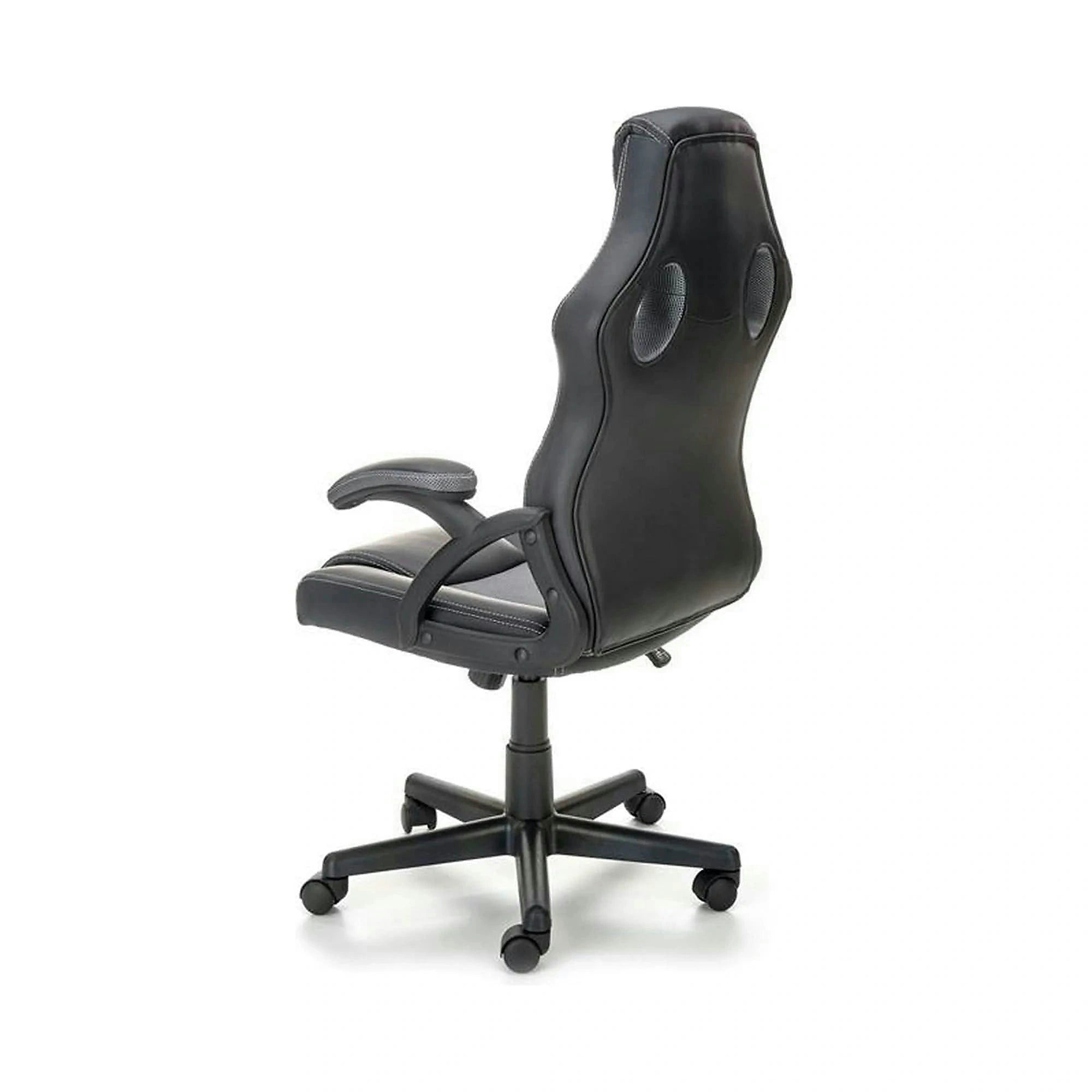 Scaun birou BERKEL, negru/gri, piele ecologica, 62x63x108-117 cm