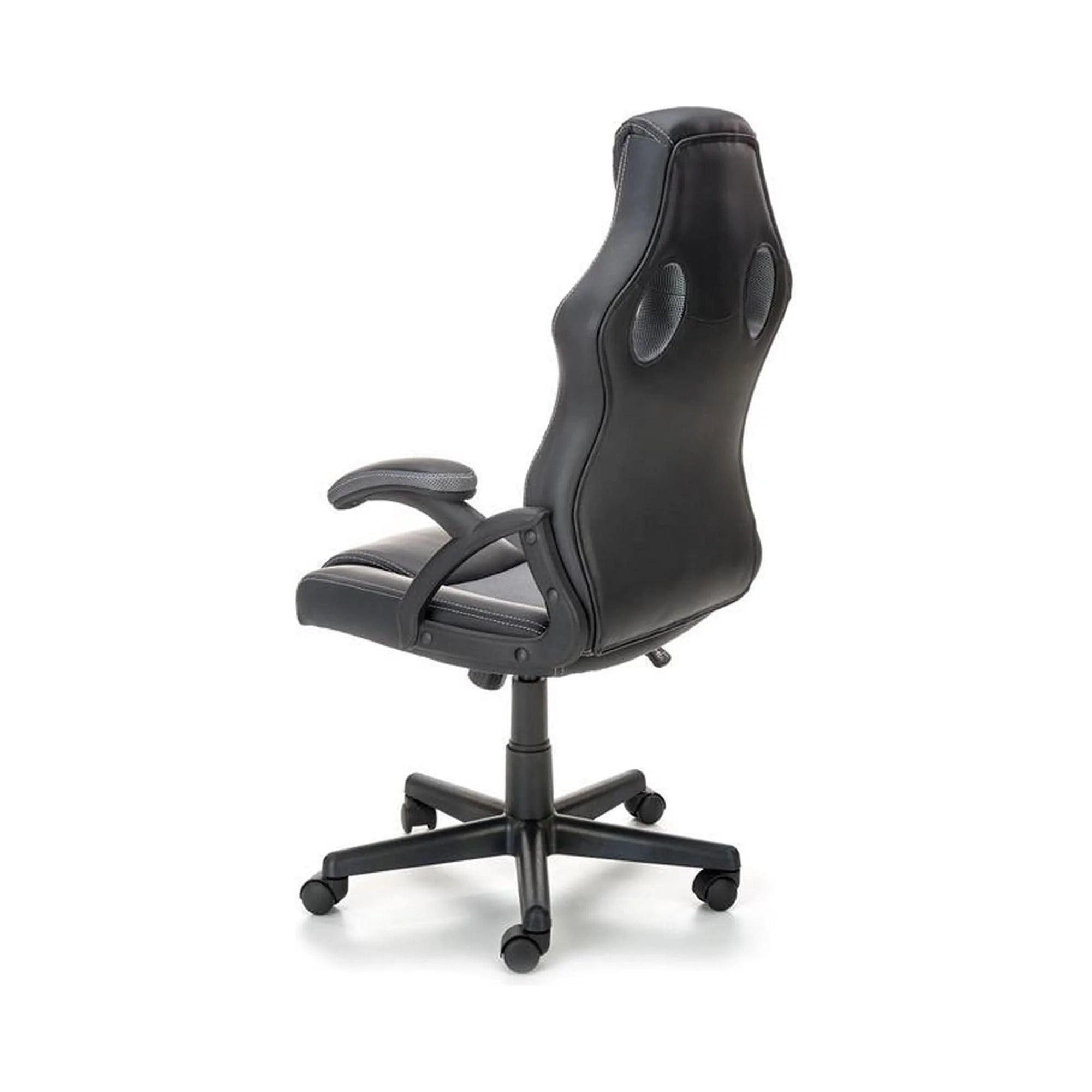 Scaun birou BERKEL, negru/gri, piele ecologica, 62x63x108-117 cm