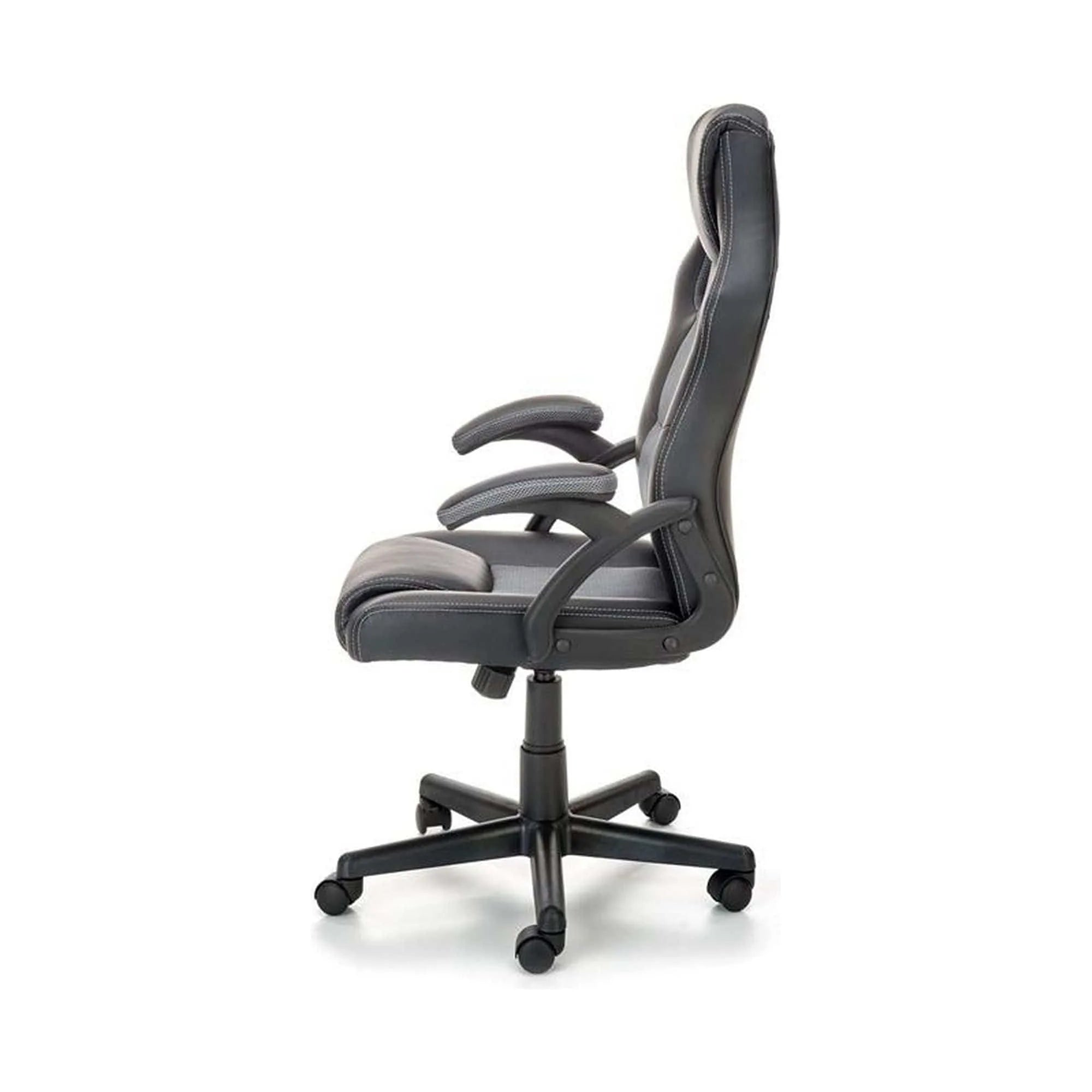 Scaun birou BERKEL, negru/gri, piele ecologica, 62x63x108-117 cm