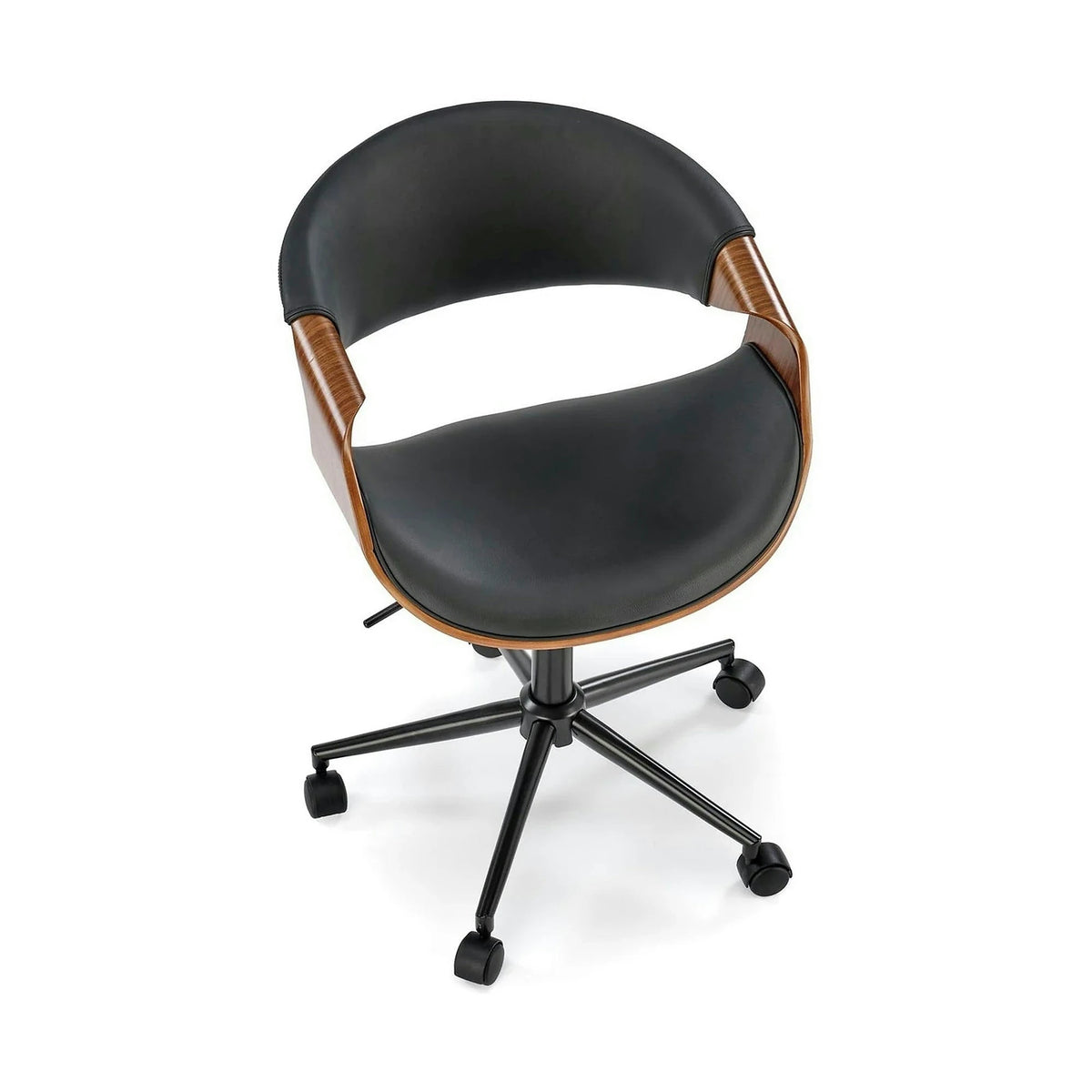Scaun birou BILBO, nuc/negru, placaj/piele ecologica/metal, 55x55x72/82 cm