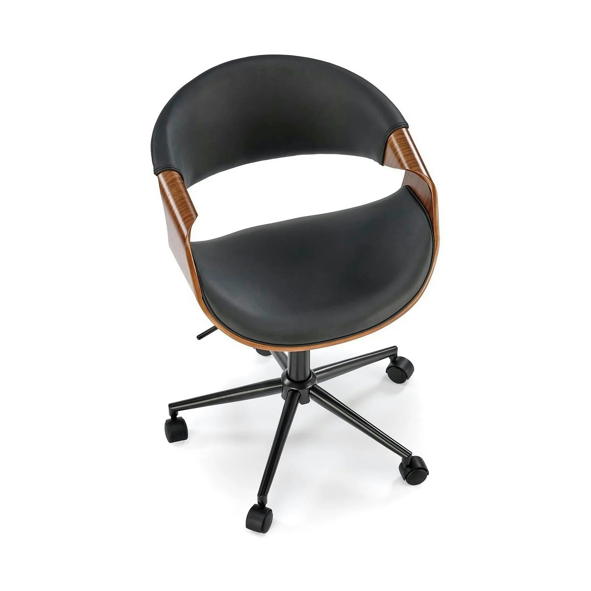 Scaun birou BILBO, nuc/negru, placaj/piele ecologica/metal, 55x55x72/82 cm