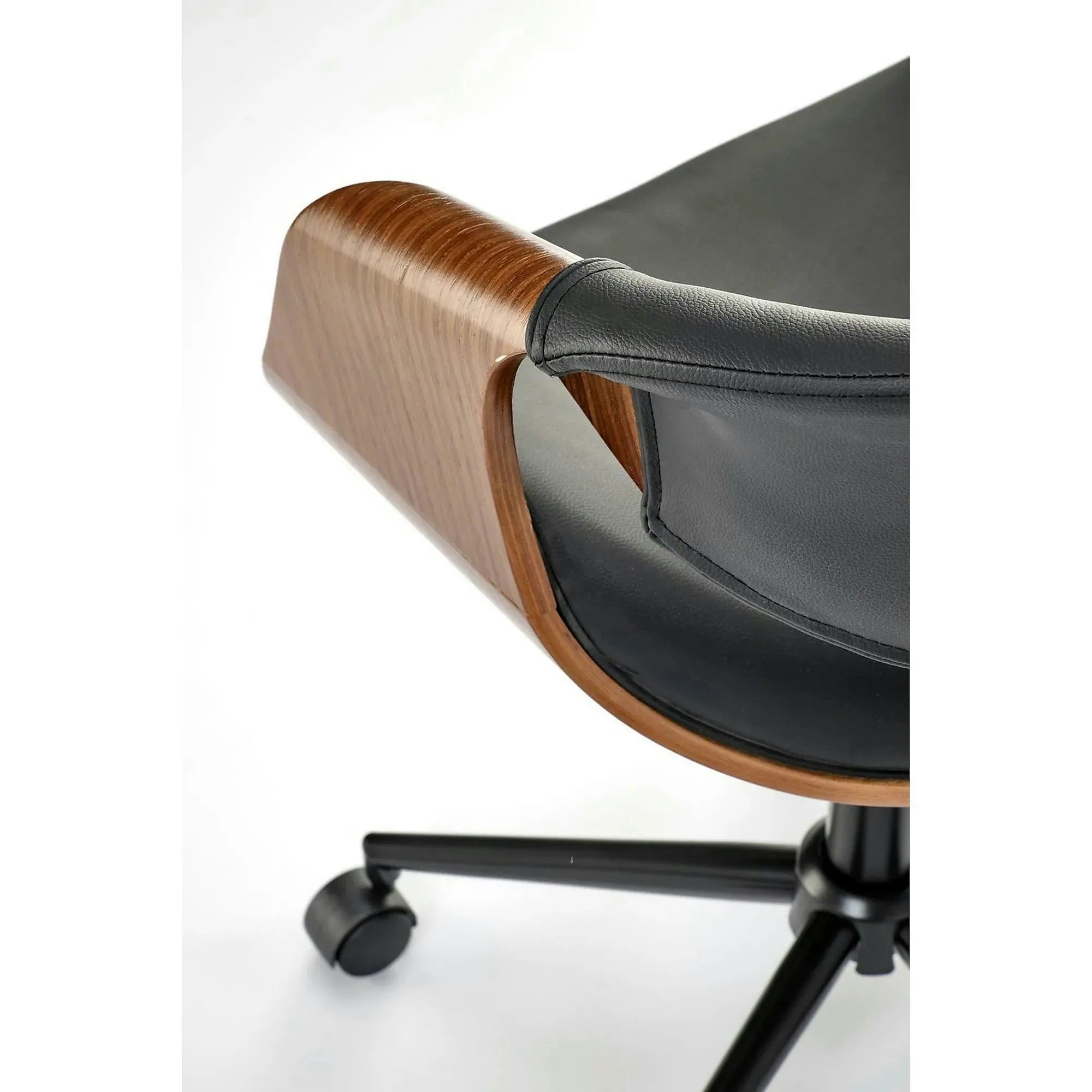Scaun birou BILBO, nuc/negru, placaj/piele ecologica/metal, 55x55x72/82 cm