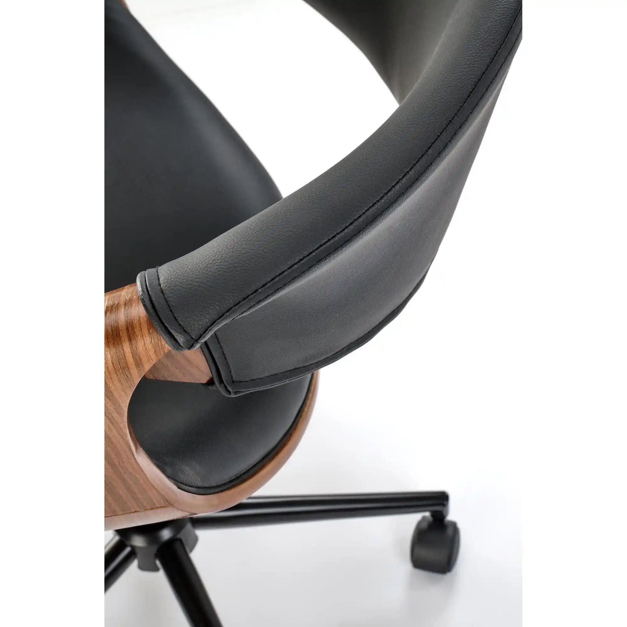 Scaun birou BILBO, nuc/negru, placaj/piele ecologica/metal, 55x55x72/82 cm