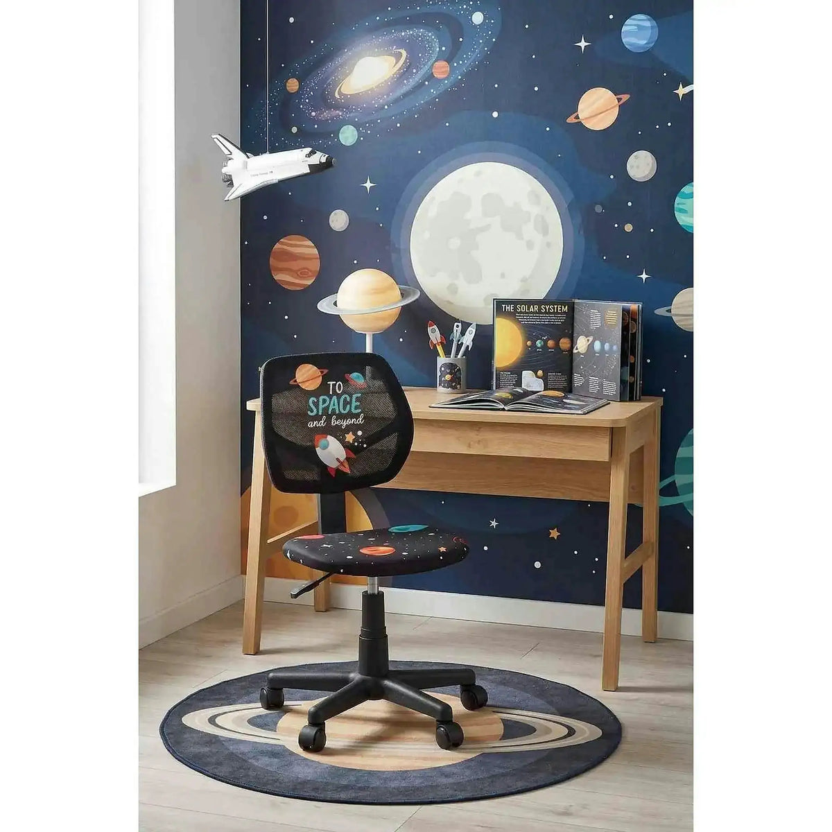 Scaun birou BINGO, negru, stofa clasica/polipropilena, 39x48x79-90 cm