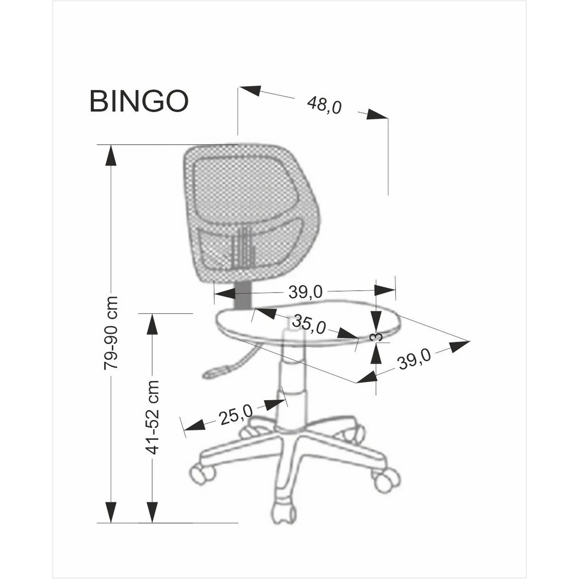 Scaun birou BINGO, negru, stofa clasica/polipropilena, 39x48x79-90 cm