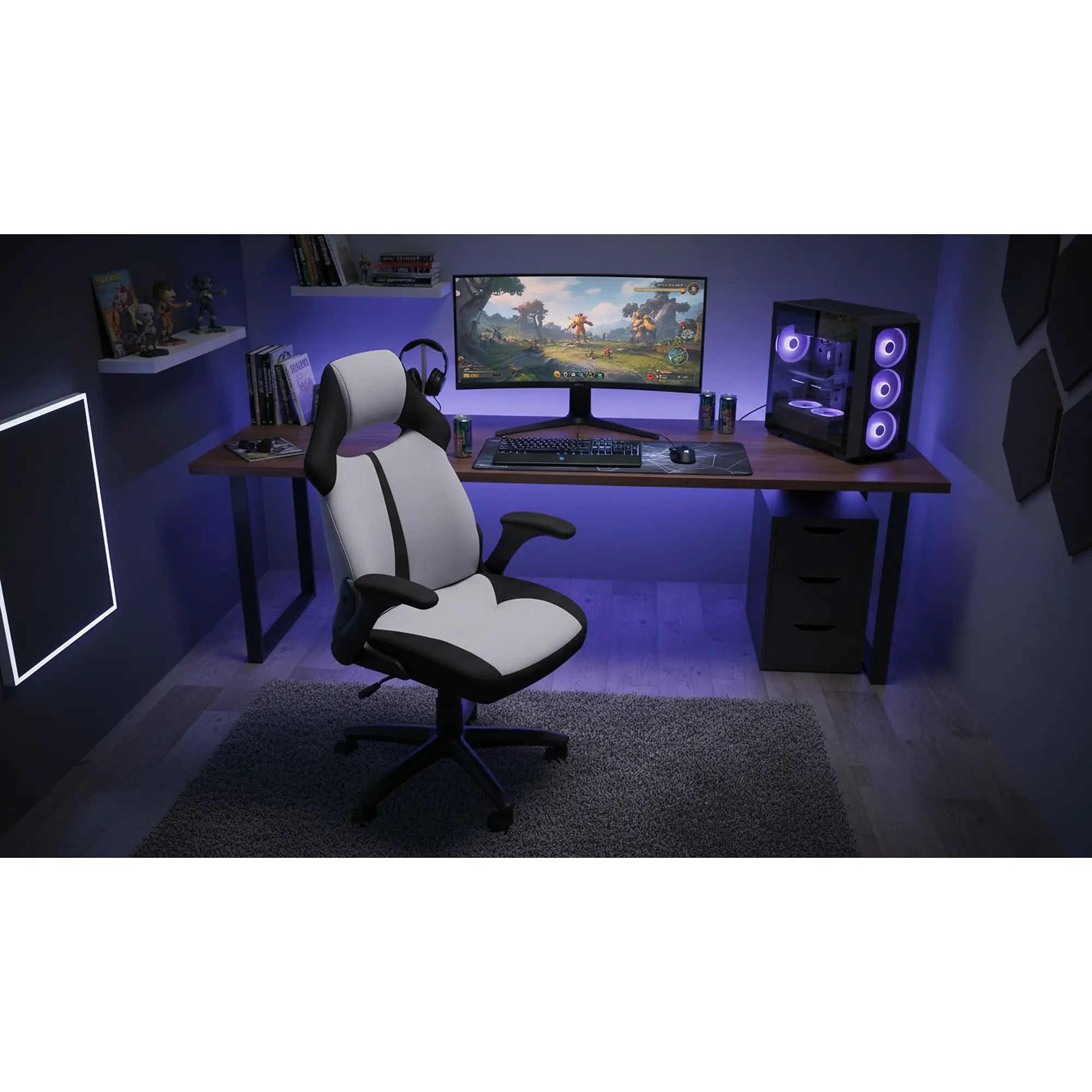 Scaun birou BLOOM, gri/negru, stofa clasica/metal, 65x48x110/120 cm