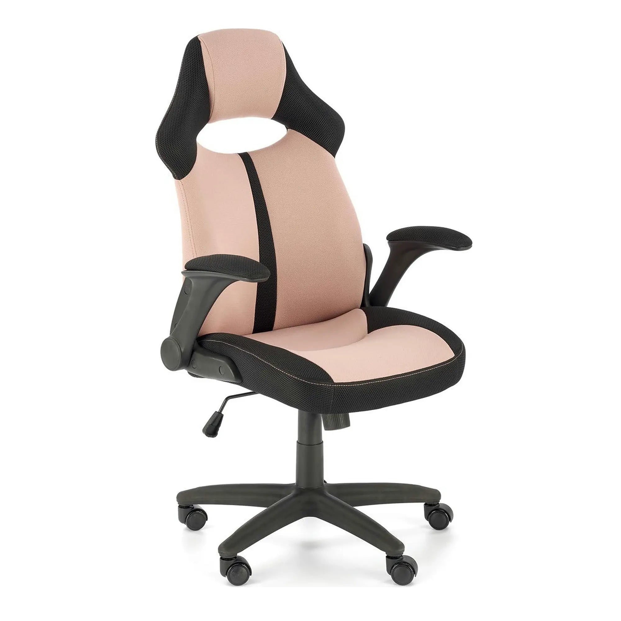 Scaun birou BLOOM, roz/negru, stofa clasica/metal, 65x60x110/120 cm