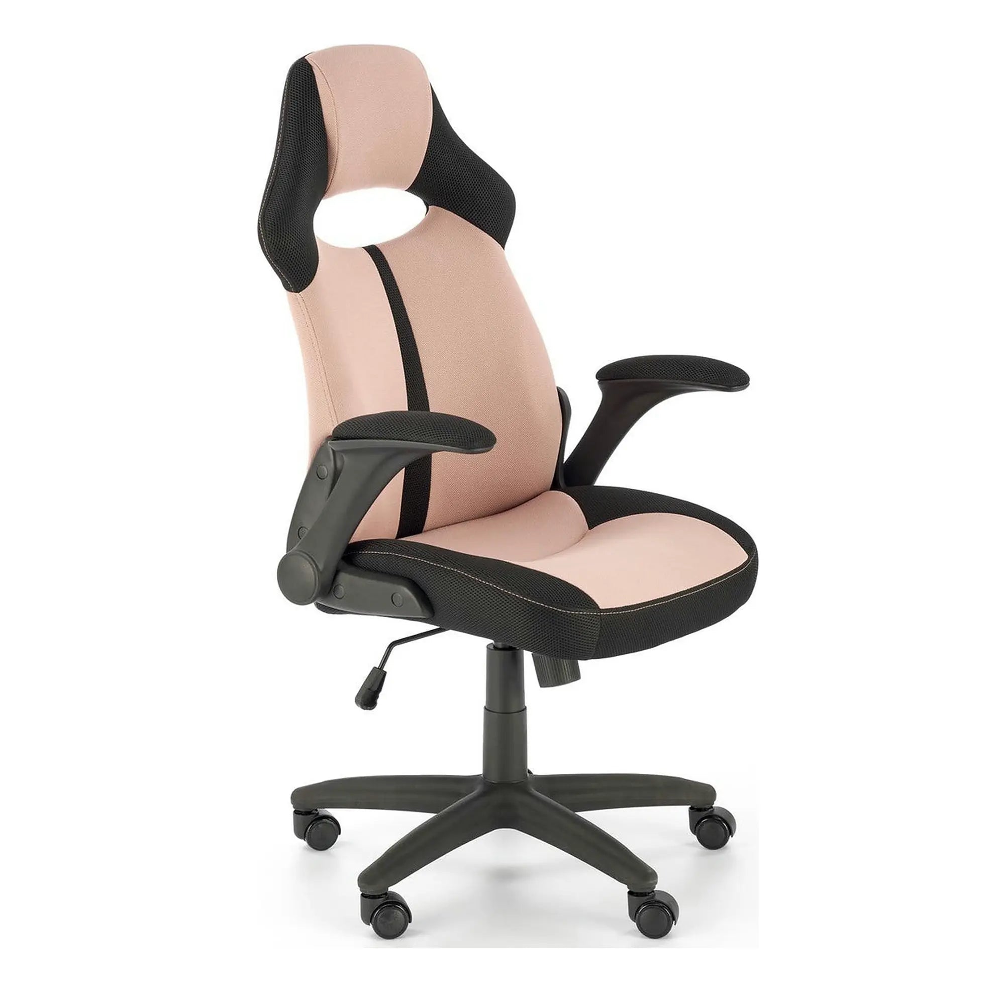 Scaun birou BLOOM, roz/negru, stofa clasica/metal, 65x60x110/120 cm