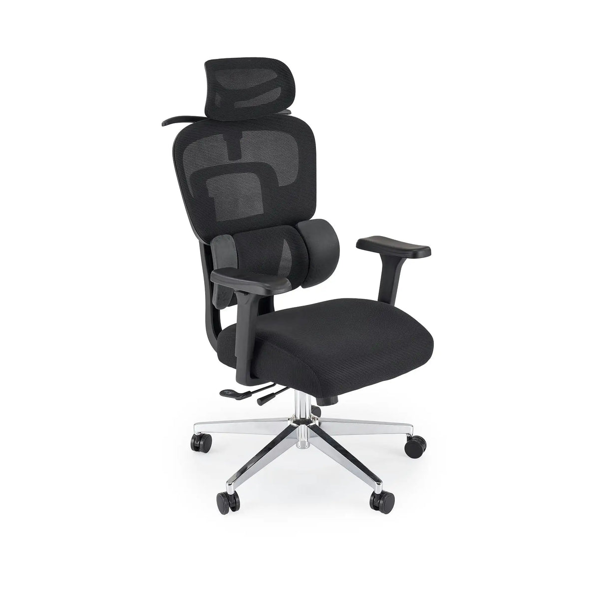 Scaun birou BOOSTER, negru/crom, material textil/plastic/metal, 67x70x129/138 cm