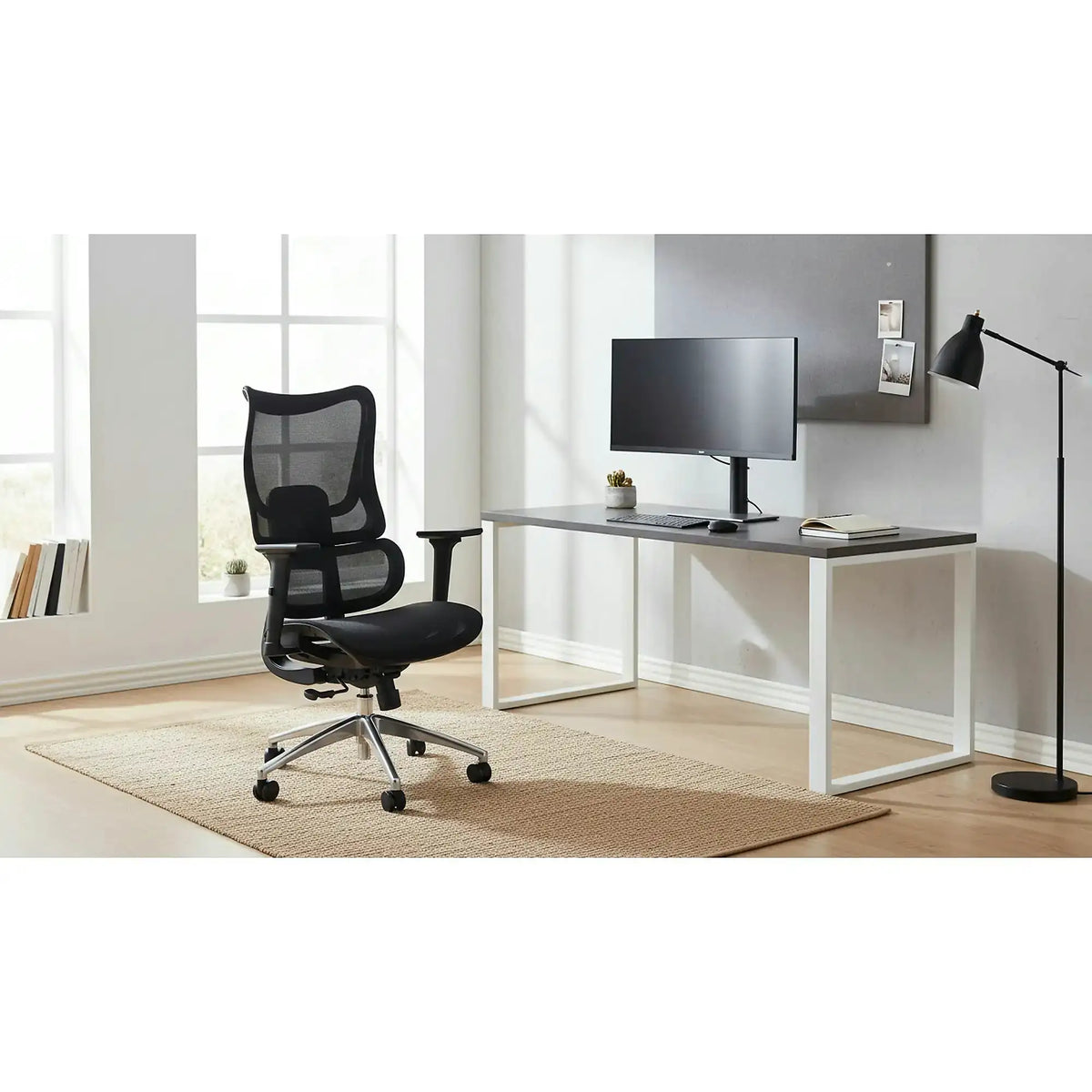Scaun birou CASPER, negru/crom, plasa/polipropilena, 63x70x115/125 cm