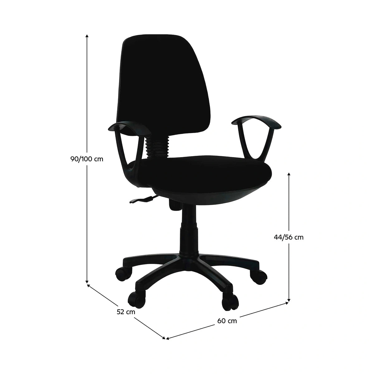 Scaun birou COLBY NEW, negru, stofa/plastic, 60x52x90/100 cm