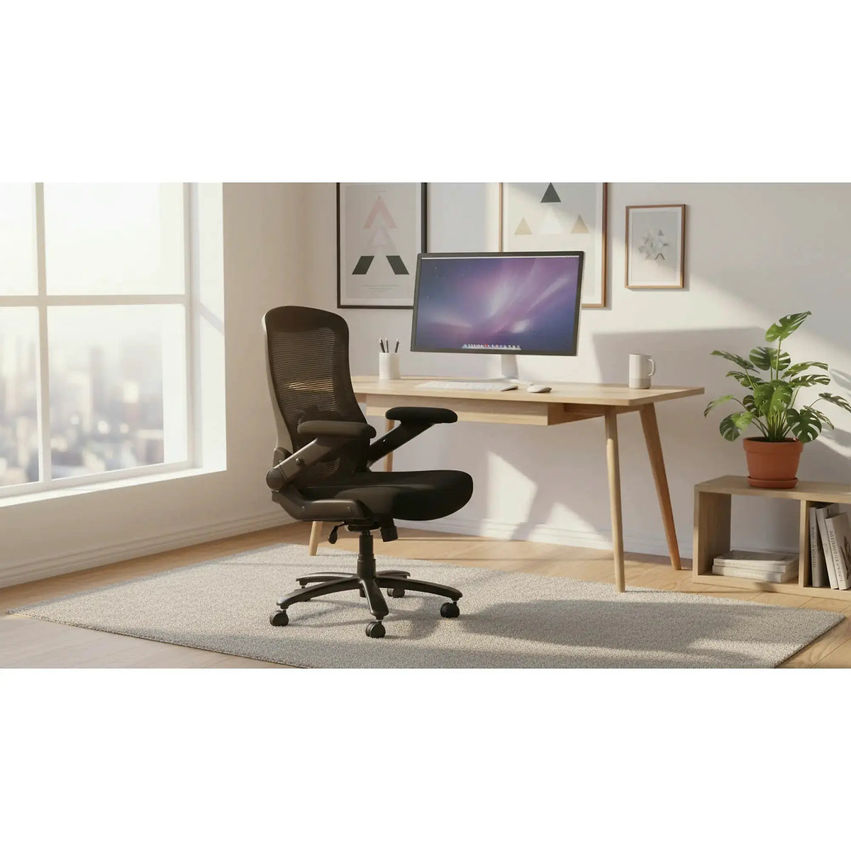 Scaun birou CYBORG, negru, stofa clasica/metal, 80x74x111/117 cm