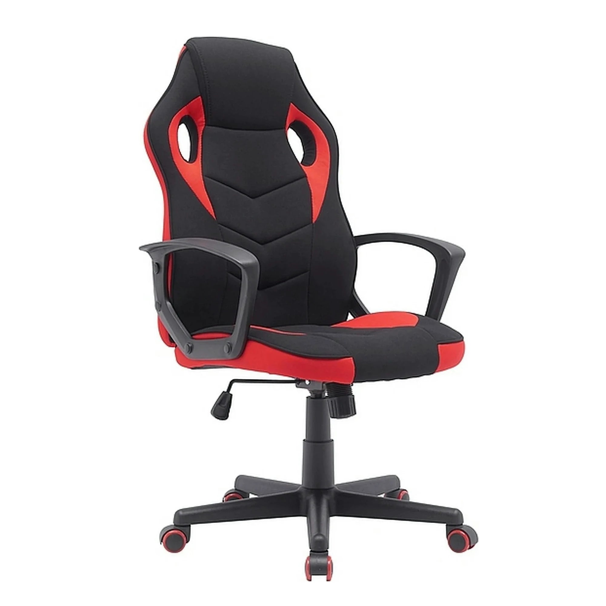 Scaun birou DAKAR, negru/rosu, stofa/plastic, 63x48x106/114 cm