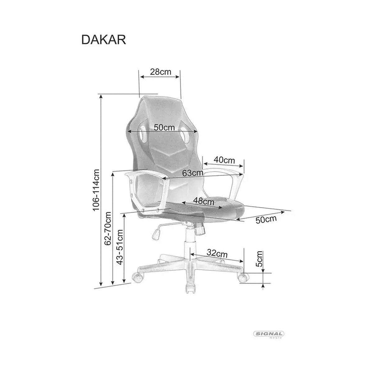 Scaun birou DAKAR, negru/rosu, stofa/plastic, 63x48x106/114 cm