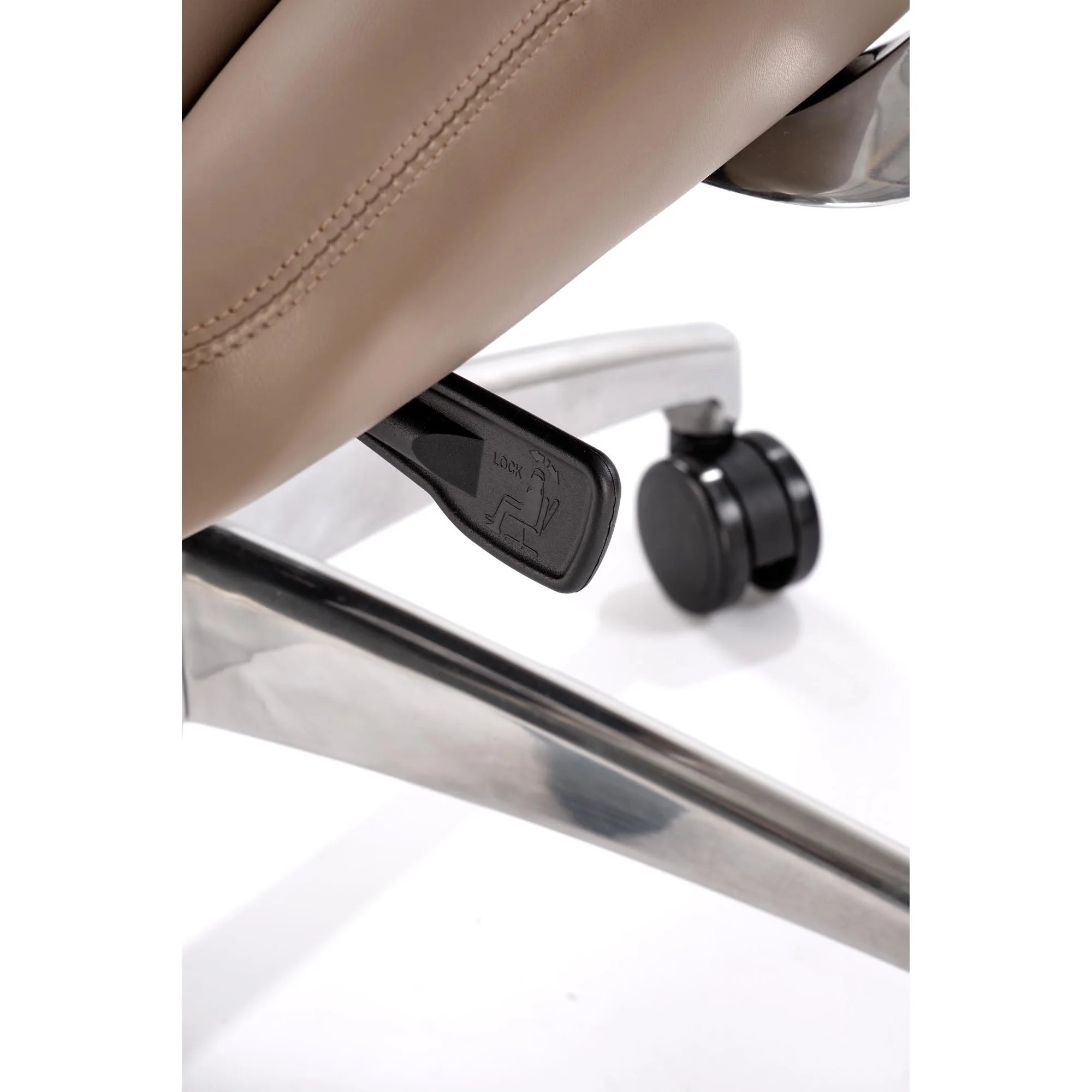 Scaun birou DARWIN, cappuccino/crom, piele ecologica/metal, 66x70x120/126 cm