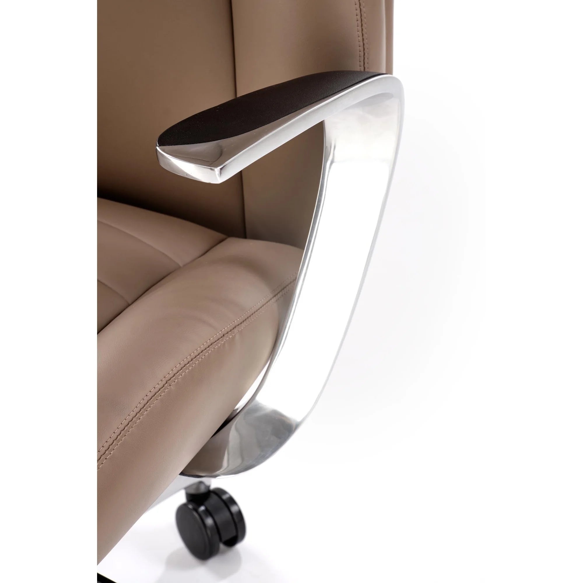 Scaun birou DARWIN, cappuccino/crom, piele ecologica/metal, 66x70x120/126 cm