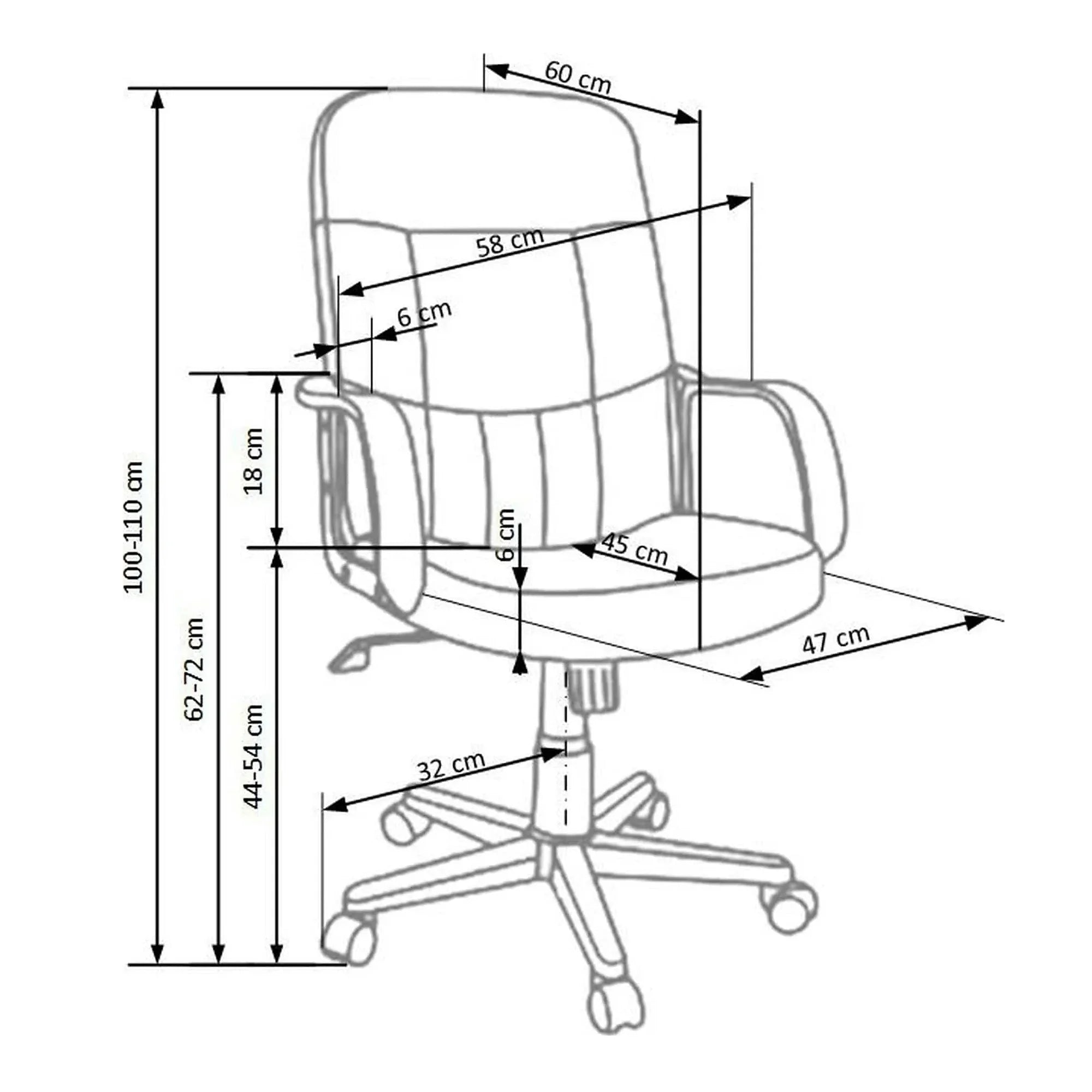 Scaun birou DENZEL, negru, piele ecologica, 58x60x100/110 cm