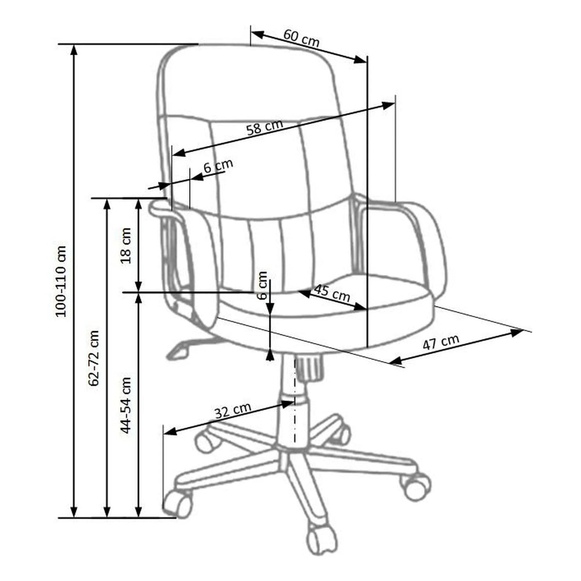 Scaun birou DENZEL, negru, piele ecologica, 58x60x100/110 cm