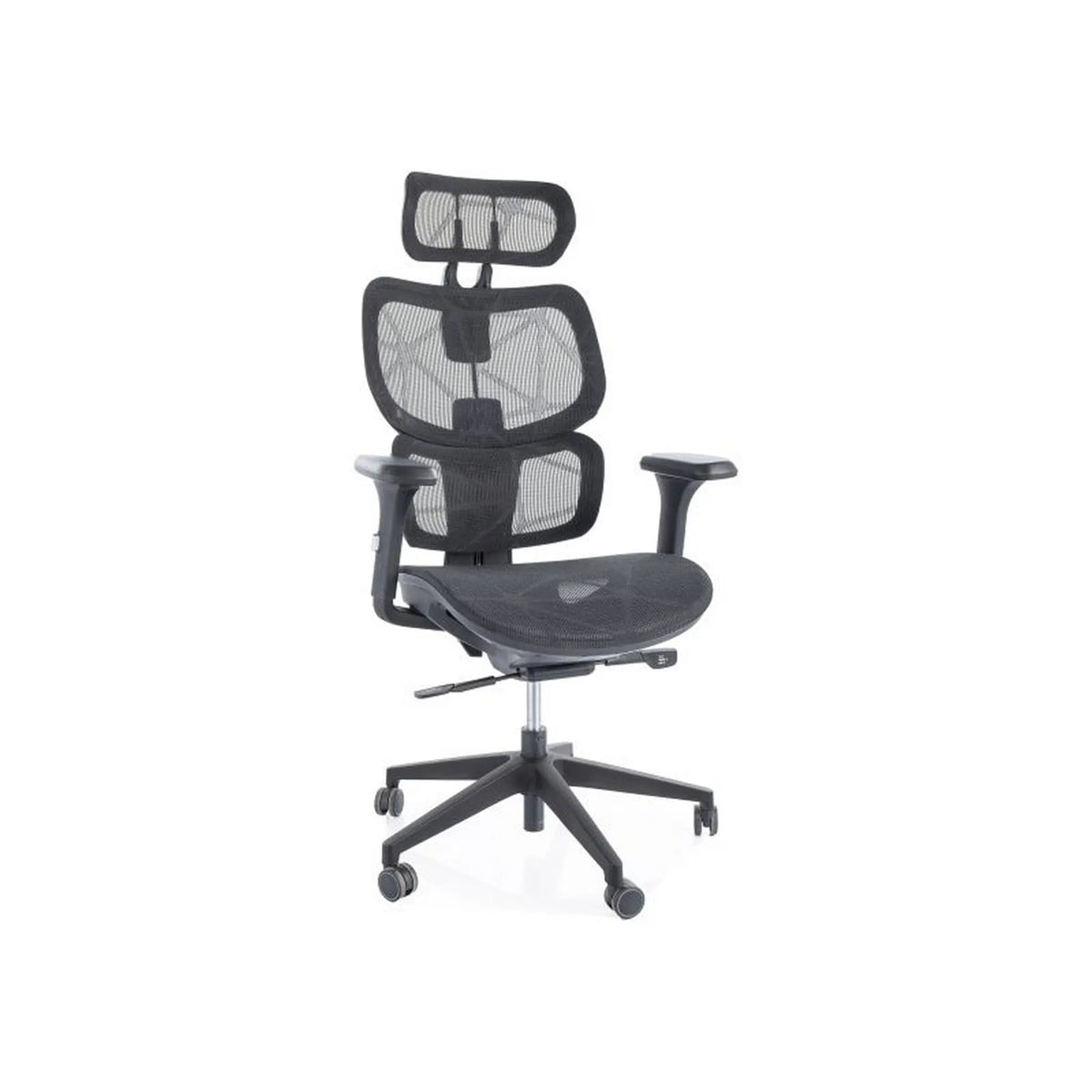 Scaun birou DEVON, negru, plasa/metal, 68x50x119/129 cm