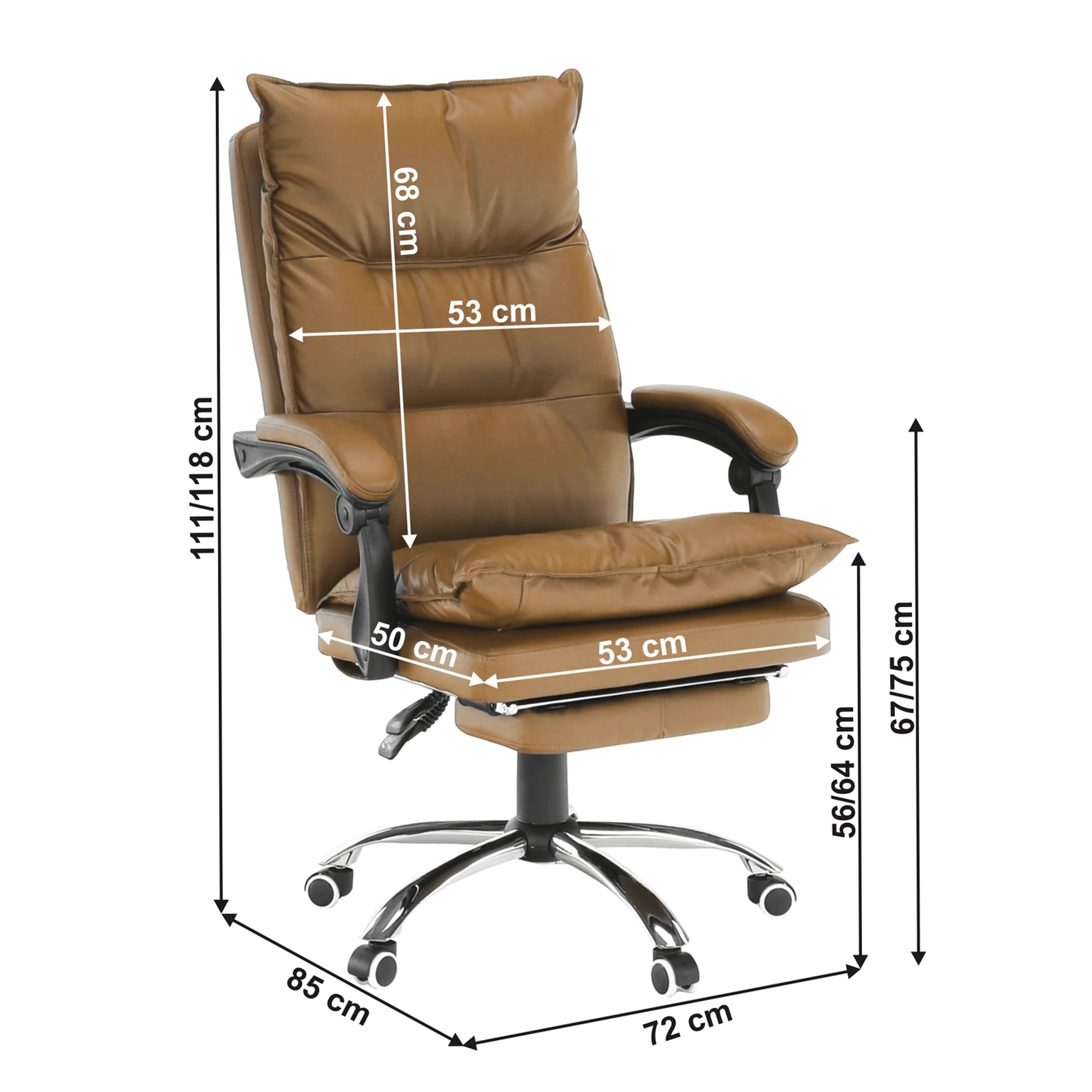 Scaun birou DRAKE, maro/crom, piele ecologica/metal, 72x85x111/118 cm