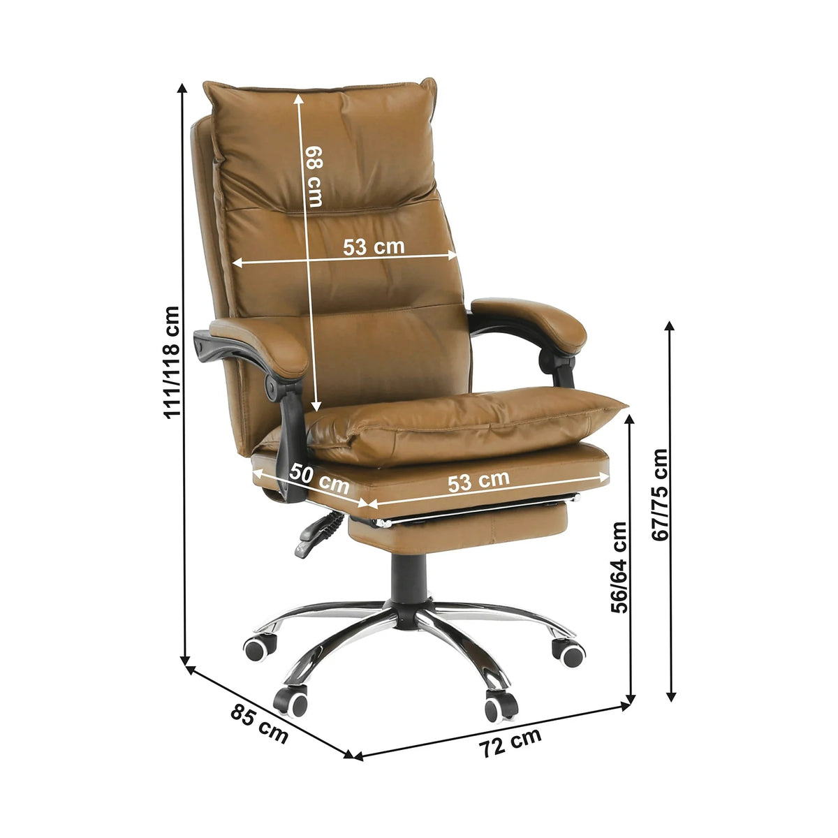 Scaun birou DRAKE, maro/crom, piele ecologica/metal, 72x85x111/118 cm