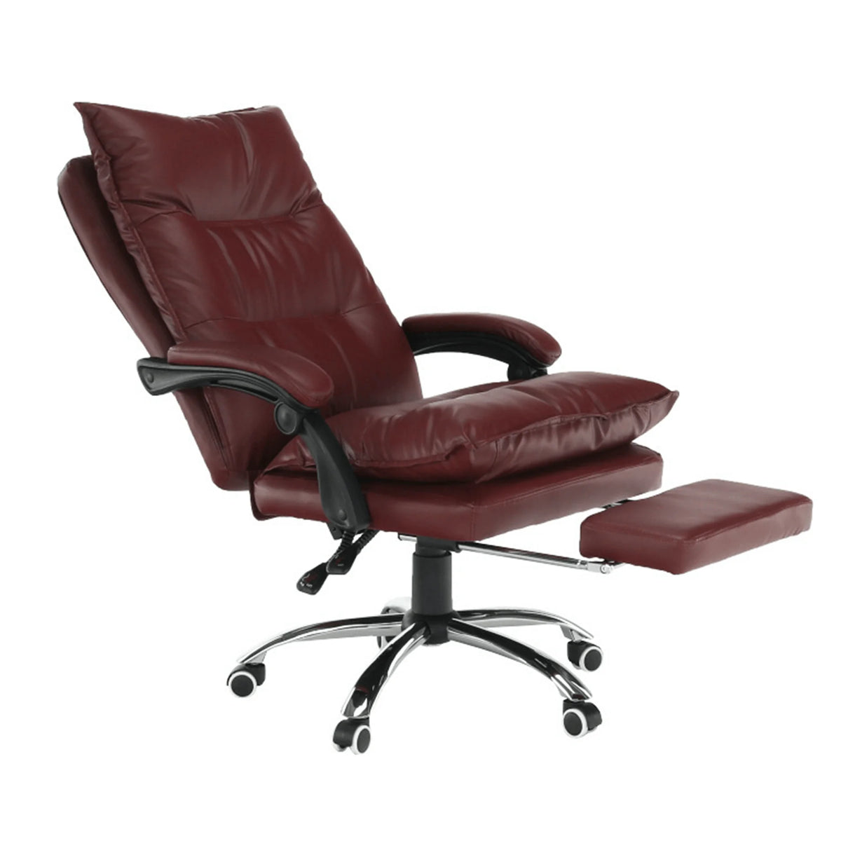 Scaun birou DRAKE, visiniu/crom, piele ecologica/metal, 72x85x111/118 cm