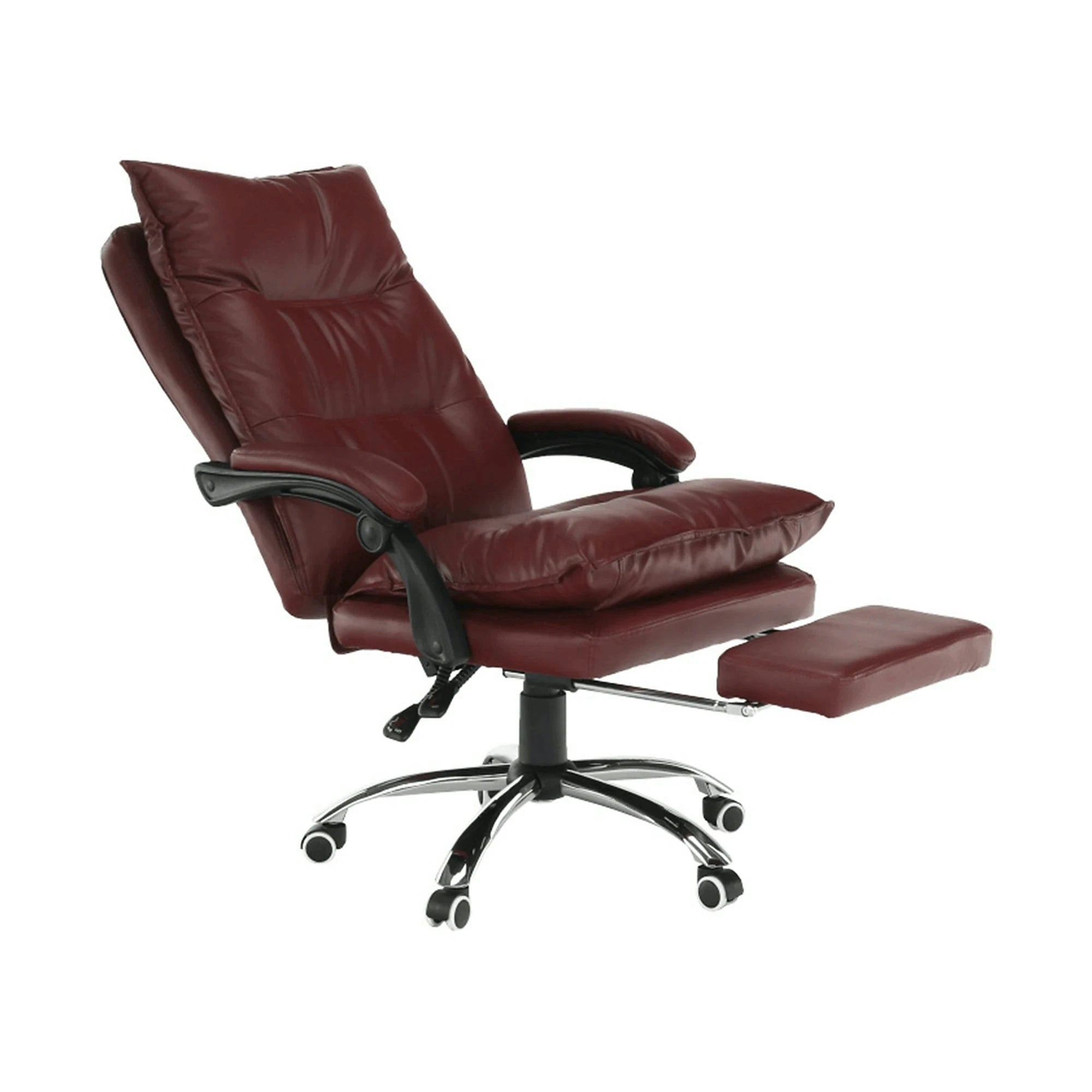 Scaun birou DRAKE, visiniu/crom, piele ecologica/metal, 72x85x111/118 cm