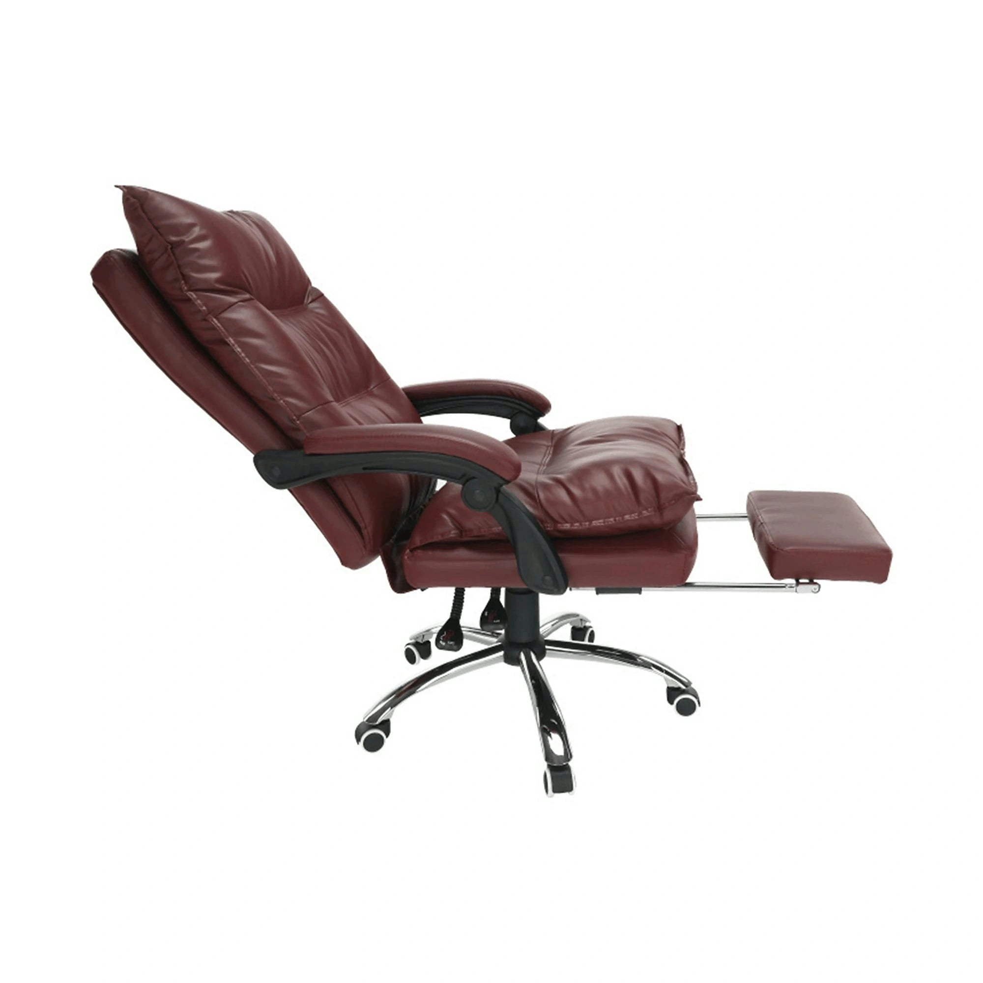 Scaun birou DRAKE, visiniu/crom, piele ecologica/metal, 72x85x111/118 cm