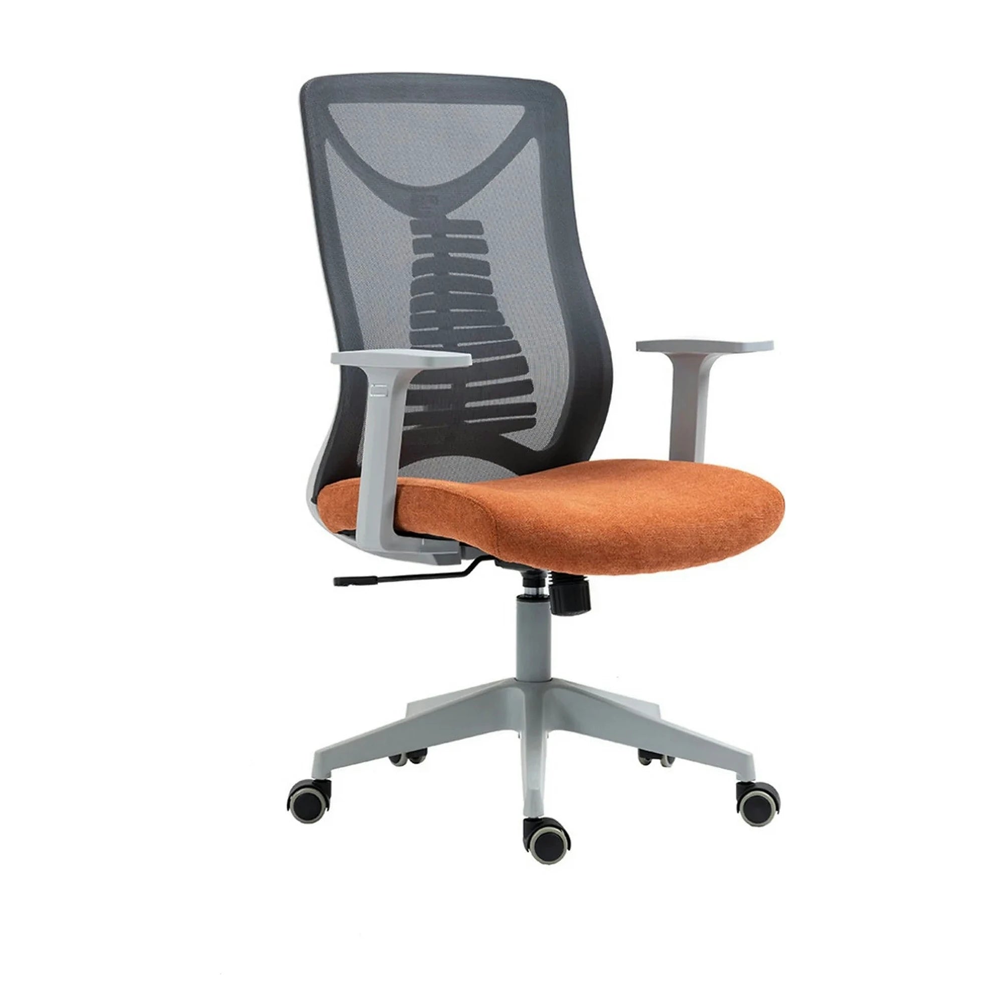 Scaun birou ERGOLEX, negru/portocaliu, stofa/plasa, 58x58x102/112 cm