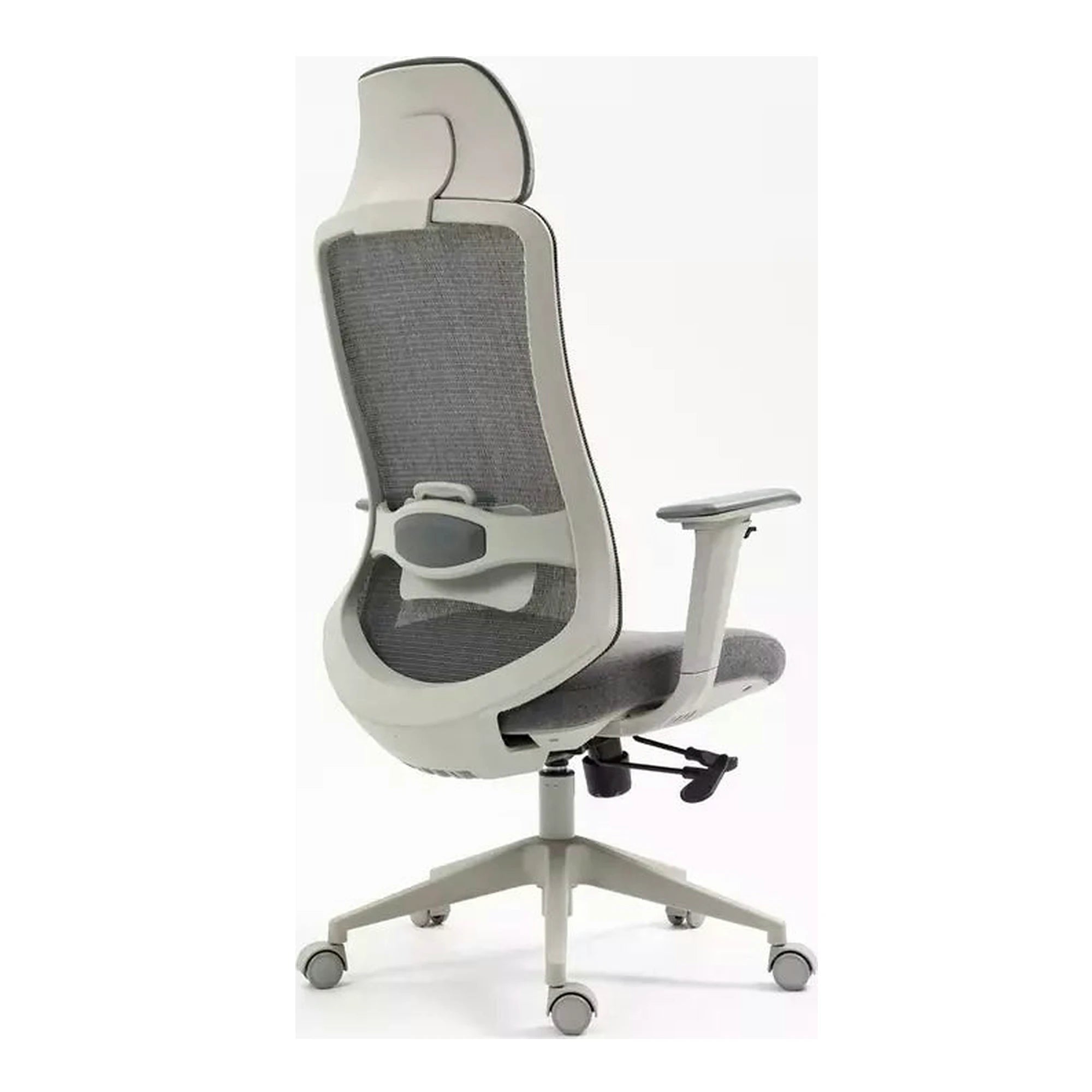 Scaun birou ERGON, gri, piele ecologica/plasa/stofa, 64x49x112/122 cm