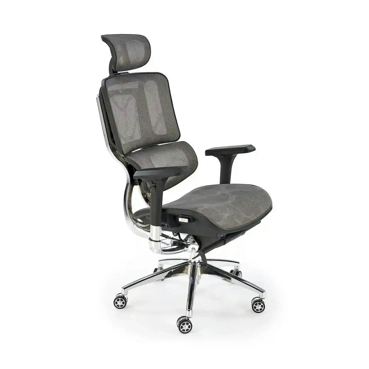 Scaun birou ETHAN, gri, plasa/metal, 72x70x130/139 cm