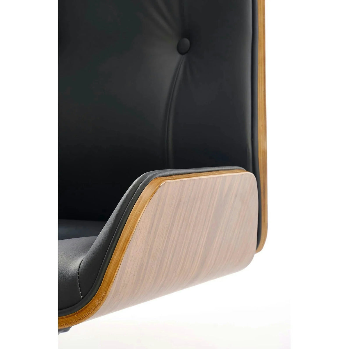 Scaun birou fara manere WEBSTER, nuc/negru, piele ecologica/placaj indoit, 60x65x114/122 cm