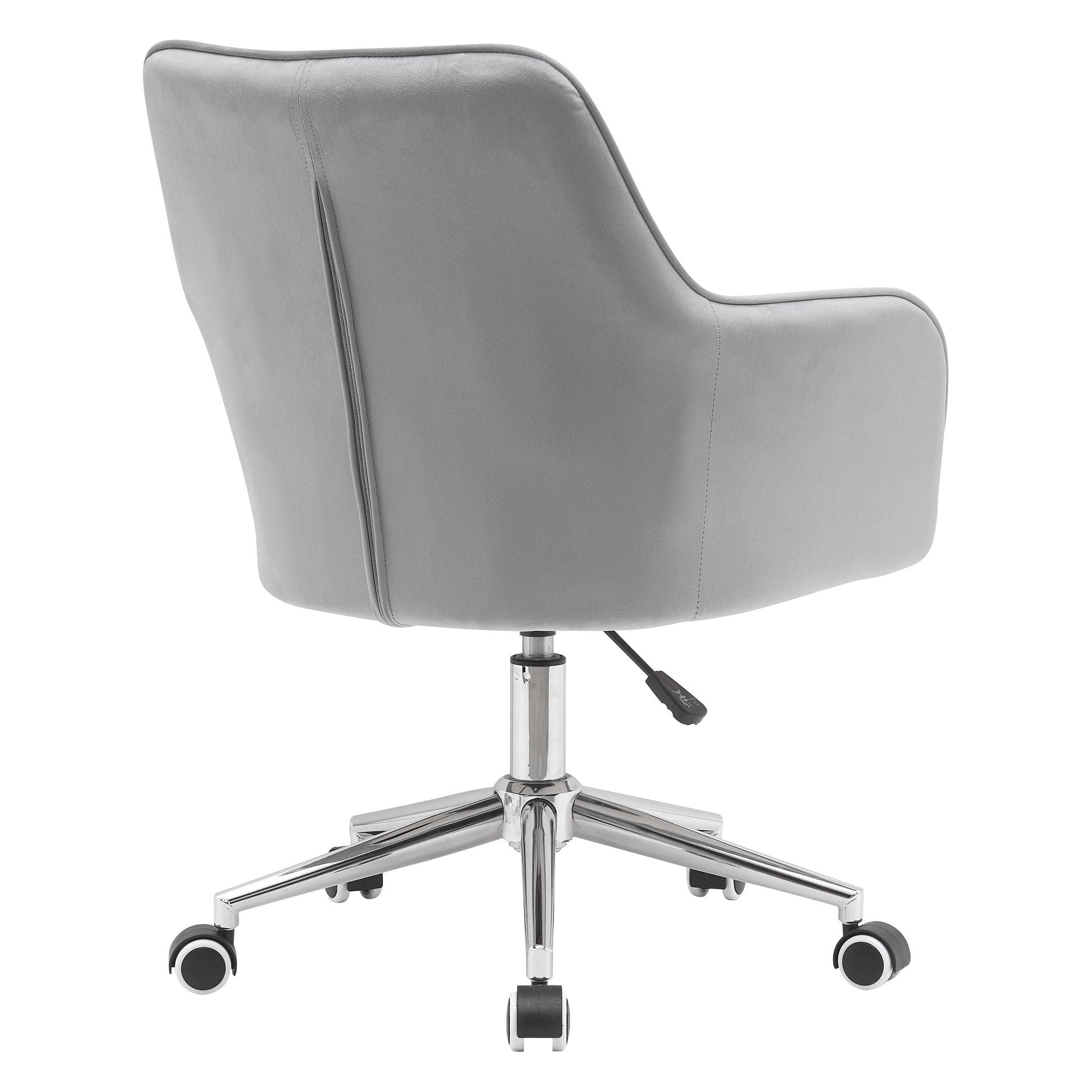 Scaun birou FELTON NEW, roz/gri/crom, stofa catifelata/metal, 58x61x81/89 cm