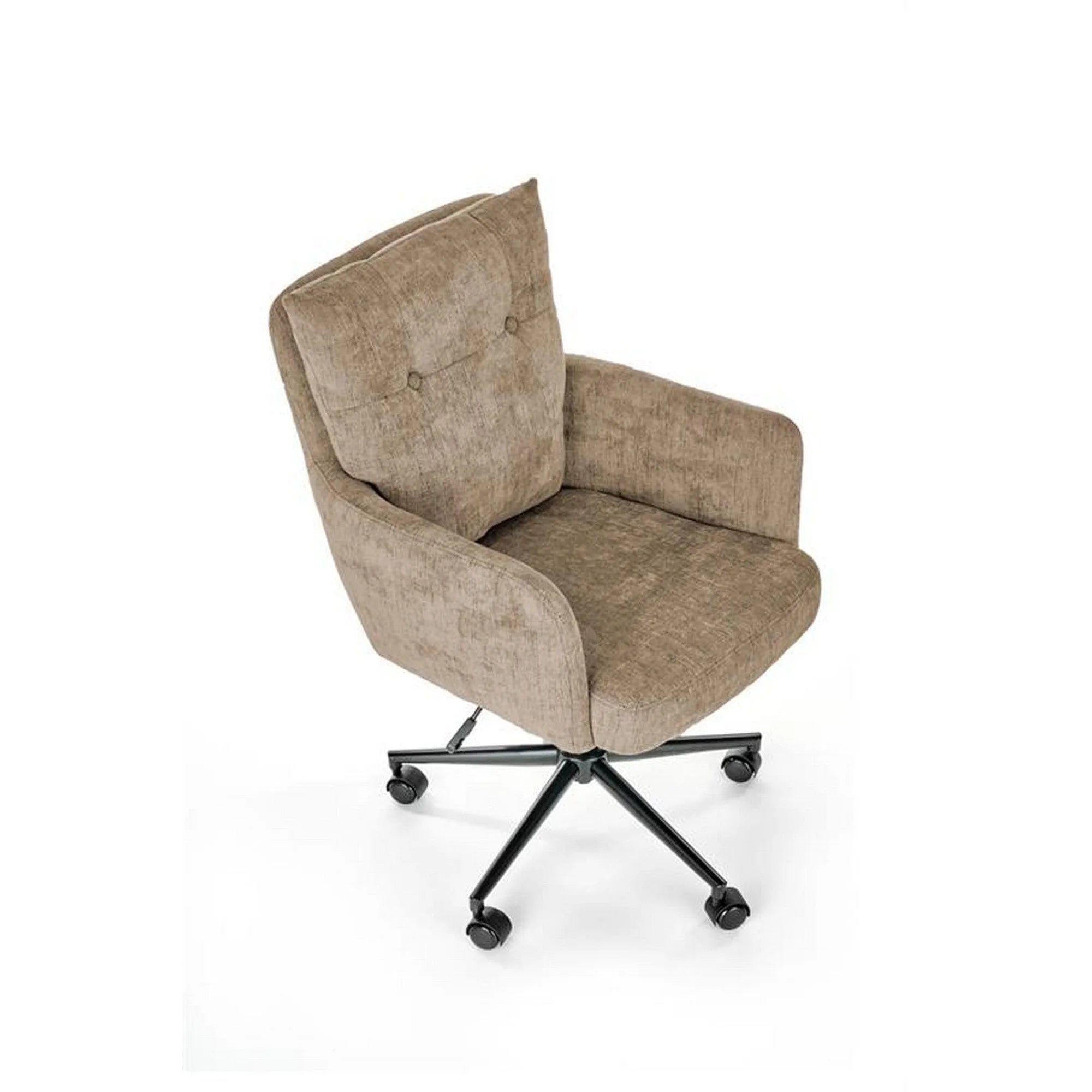 Scaun birou FLORES, maro deschis, stofa clasica/metal, 59x70x92/102 cm