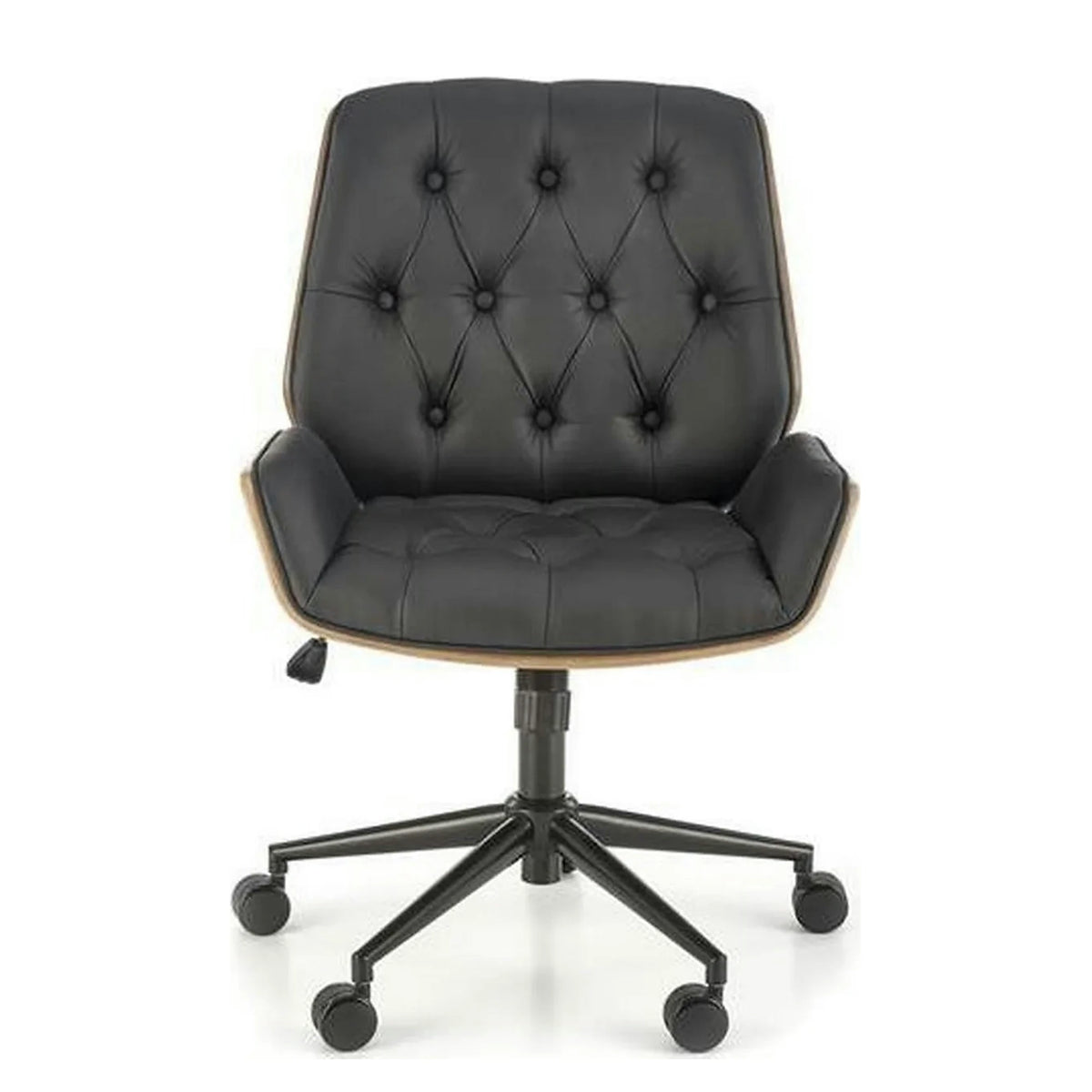 Scaun birou GAVIN, nuc/negru, piele ecologica/metal, 60x65x90/100 cm