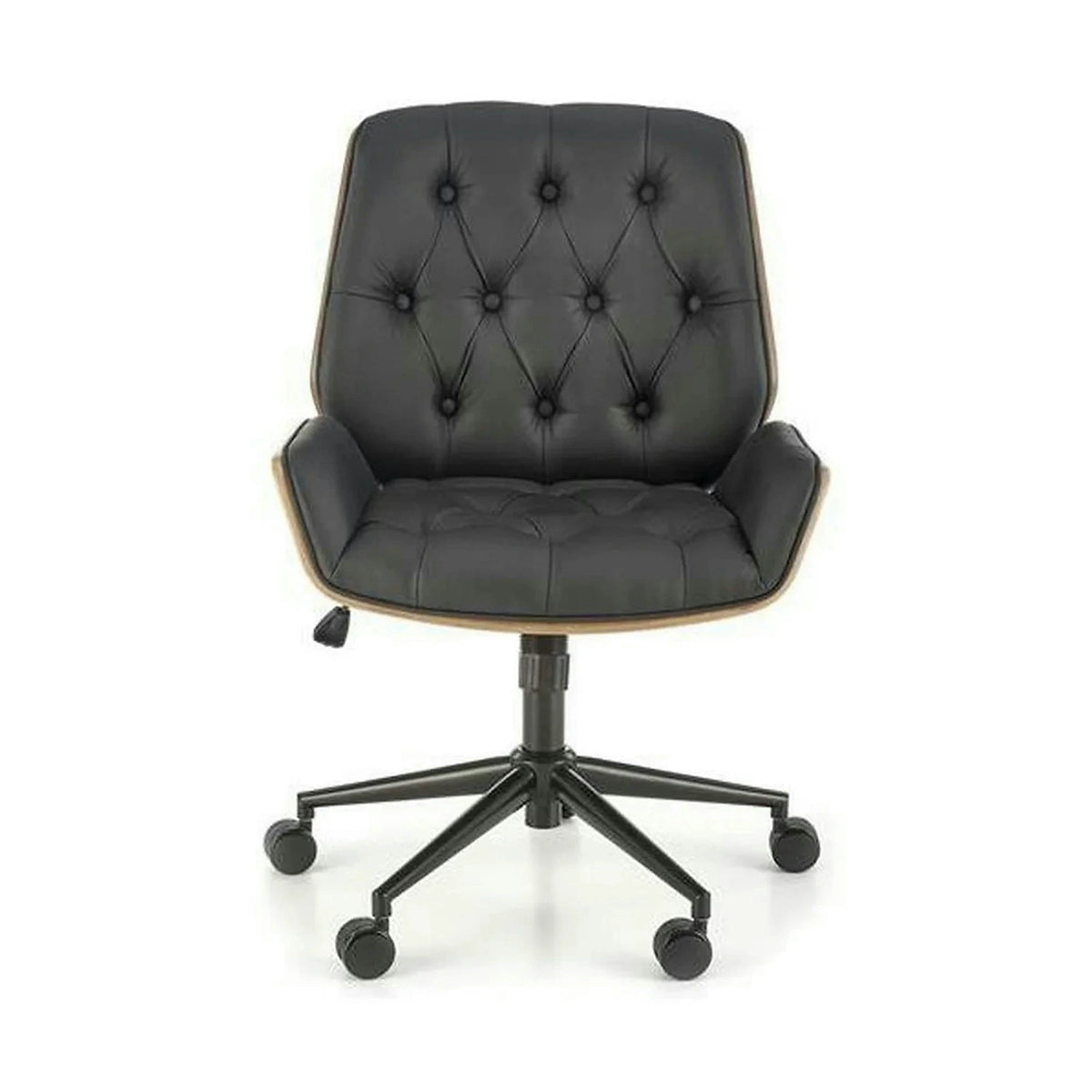 Scaun birou GAVIN, nuc/negru, piele ecologica/metal, 60x65x90/100 cm