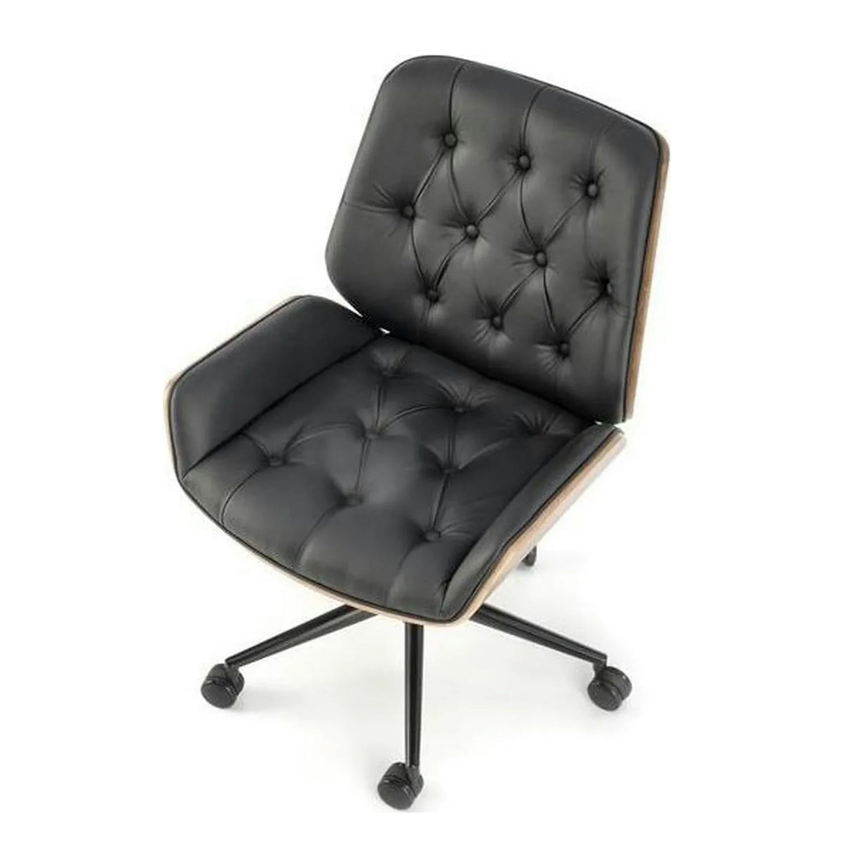Scaun birou GAVIN, nuc/negru, piele ecologica/metal, 60x65x90/100 cm