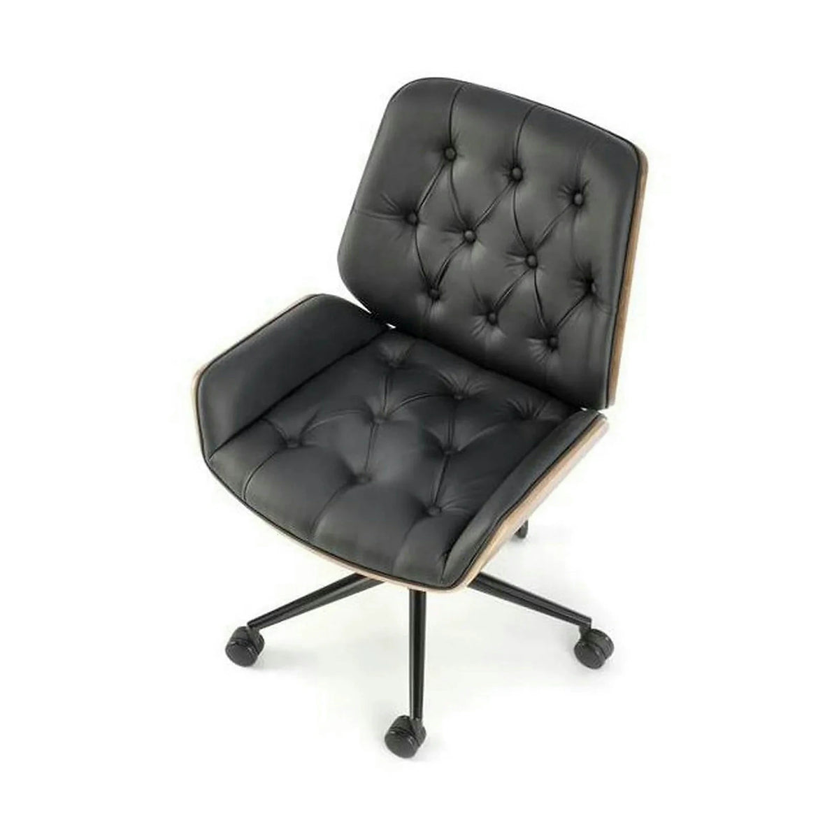 Scaun birou GAVIN, nuc/negru, piele ecologica/metal, 60x65x90/100 cm