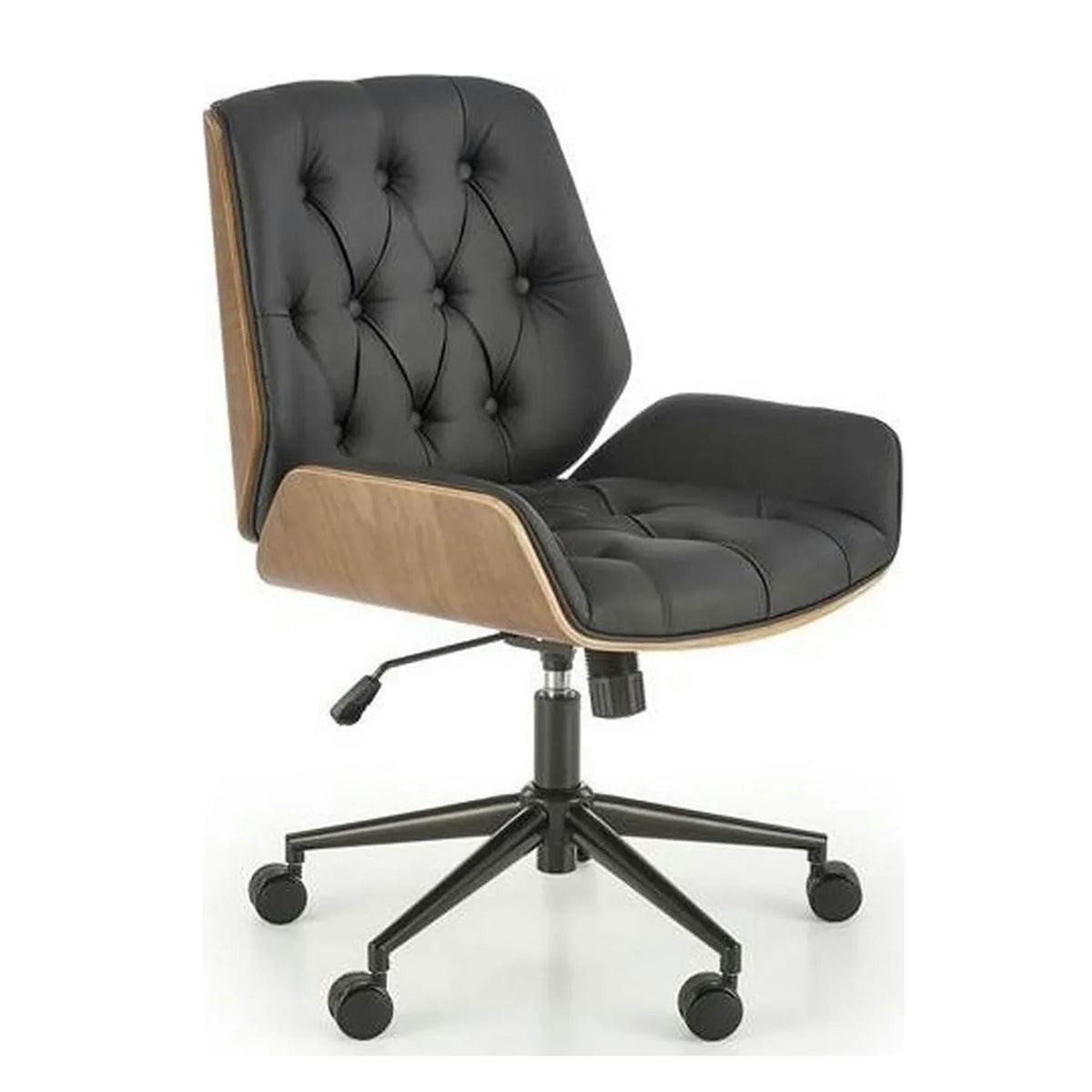 Scaun birou GAVIN, nuc/negru, piele ecologica/metal, 60x65x90/100 cm