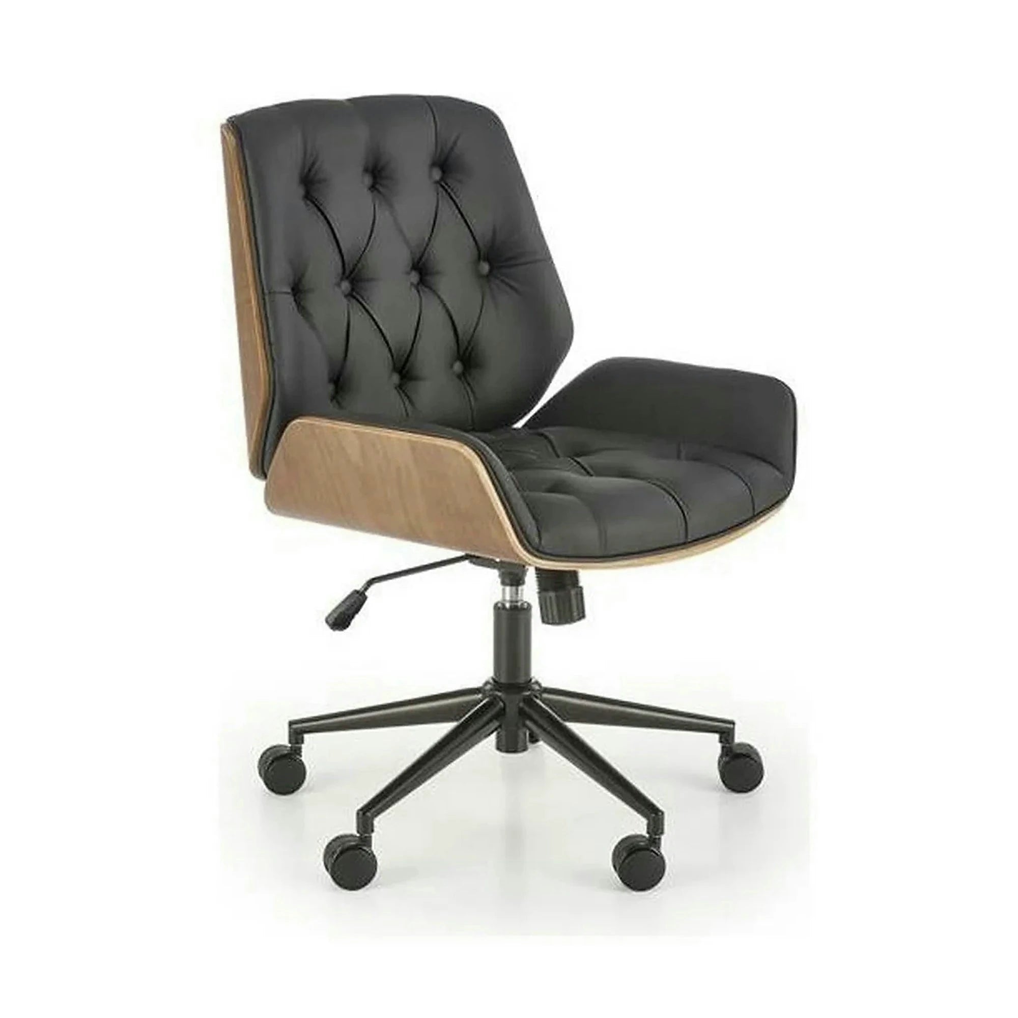 Scaun birou GAVIN, nuc/negru, piele ecologica/metal, 60x65x90/100 cm
