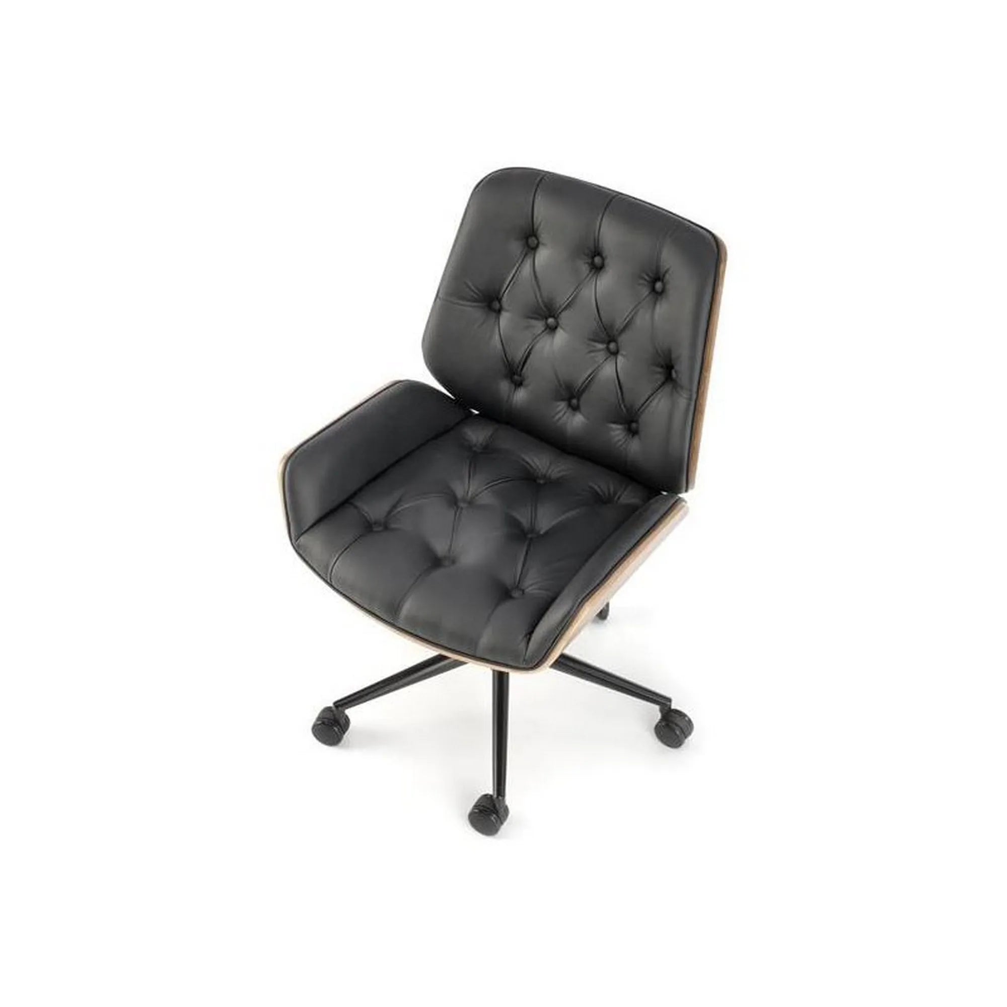 Scaun birou GAVIN, nuc/negru, piele ecologica/metal, 60x65x90/100 cm