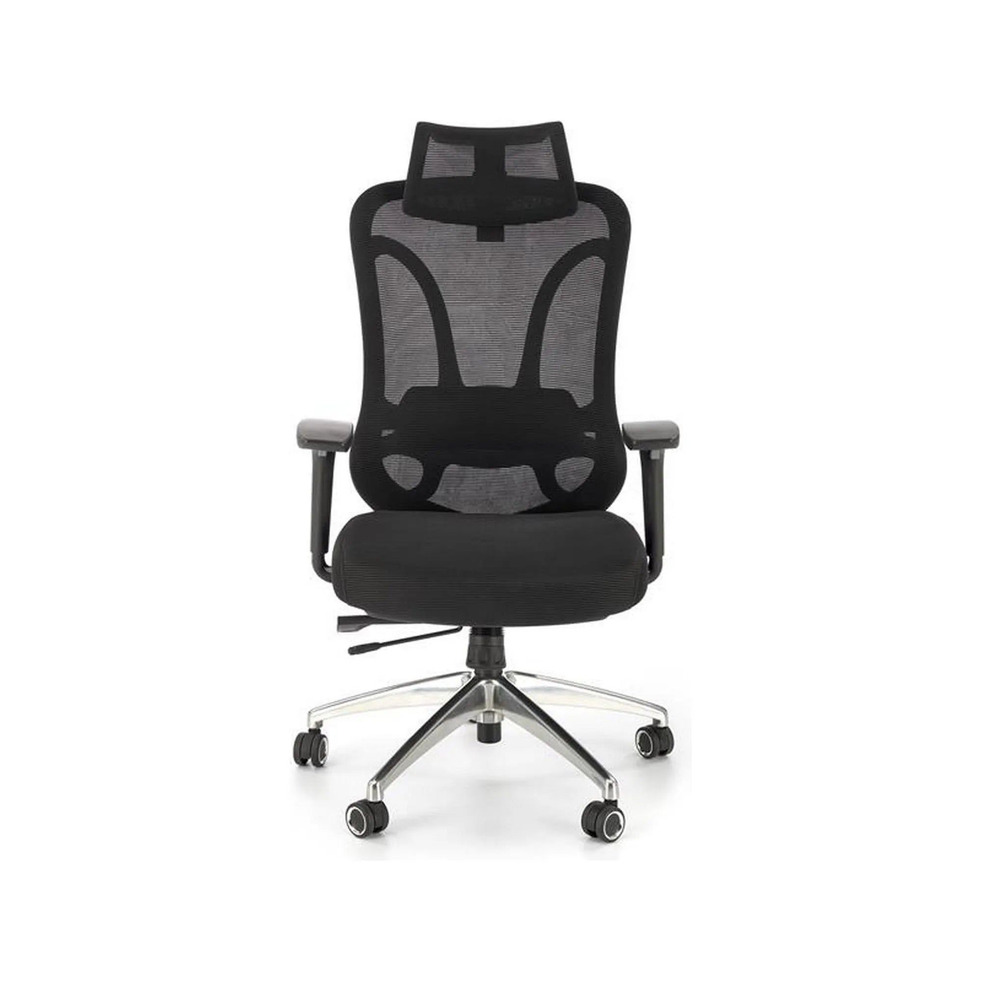 Scaun birou GILBERTO, negru/crom, stofa clasica/metal, 70x64x121/129 cm