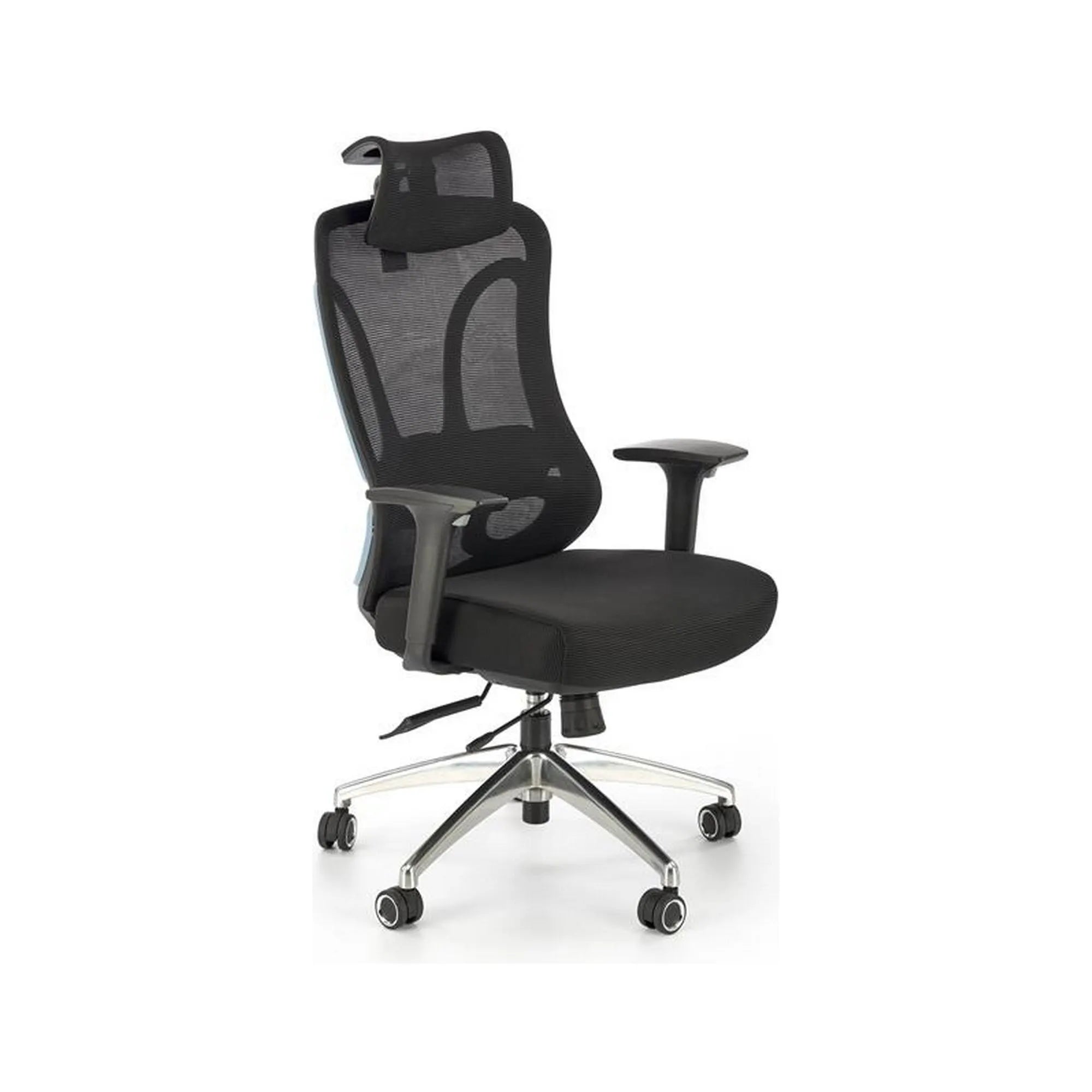 Scaun birou GILBERTO, negru/crom, stofa clasica/metal, 70x64x121/129 cm