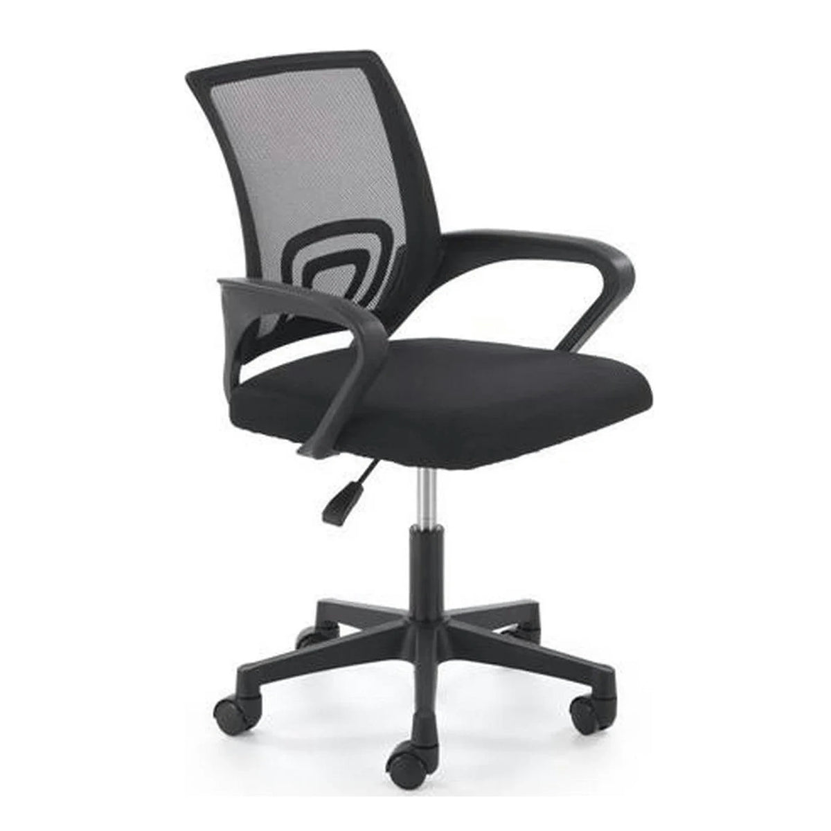 Scaun birou GIMLI, negru, stofa clasica/plastic, 60x53x84/94 cm