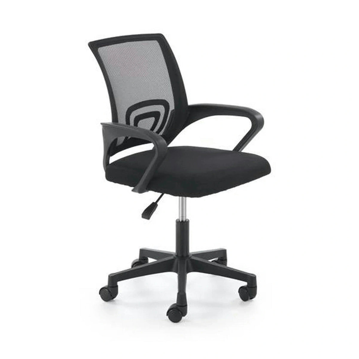 Scaun birou GIMLI, negru, stofa clasica/plastic, 60x53x84/94 cm